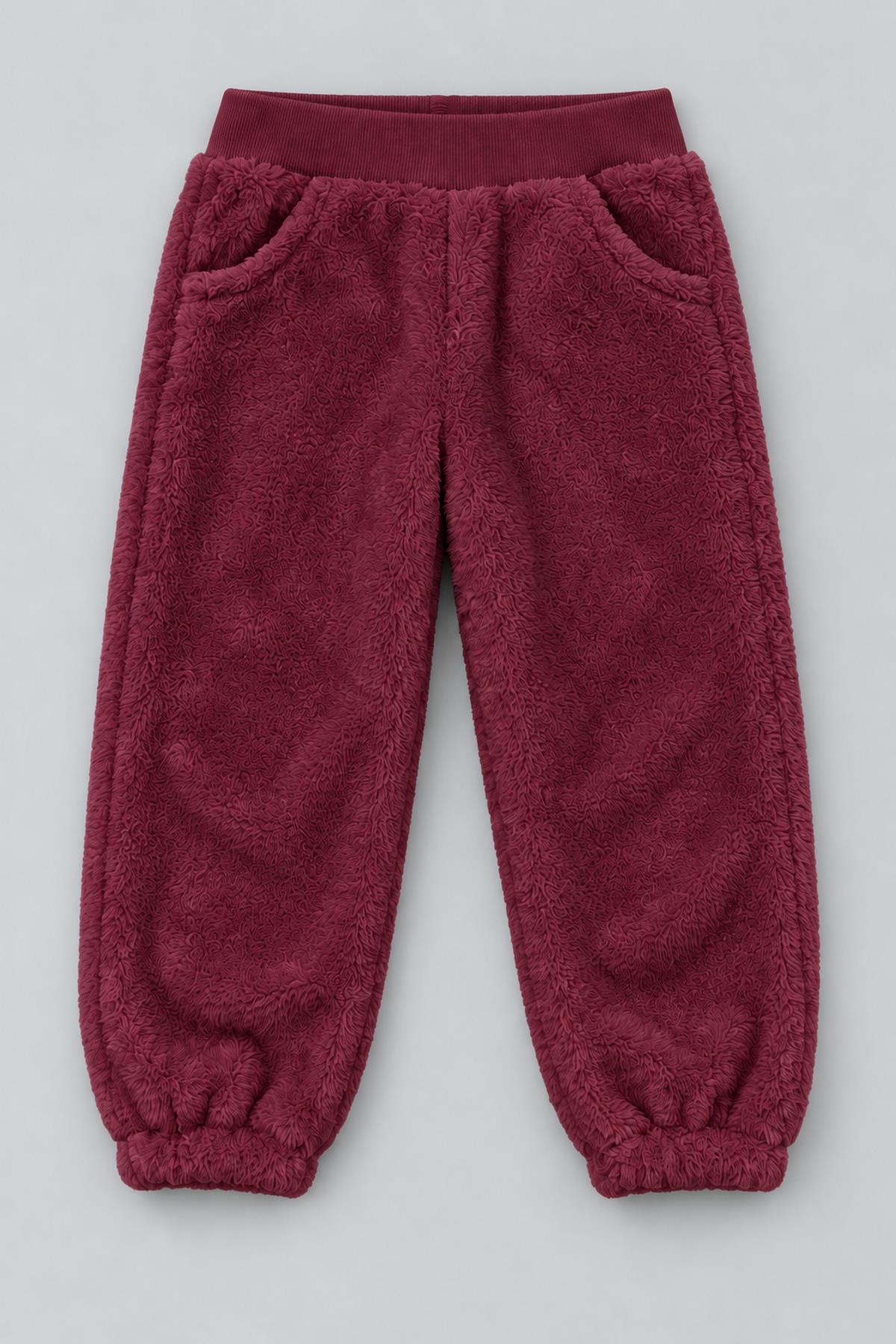 Unisex Çocuk Peluş Sweatshirt ve Jogger Kışlık Eşofman Takımı