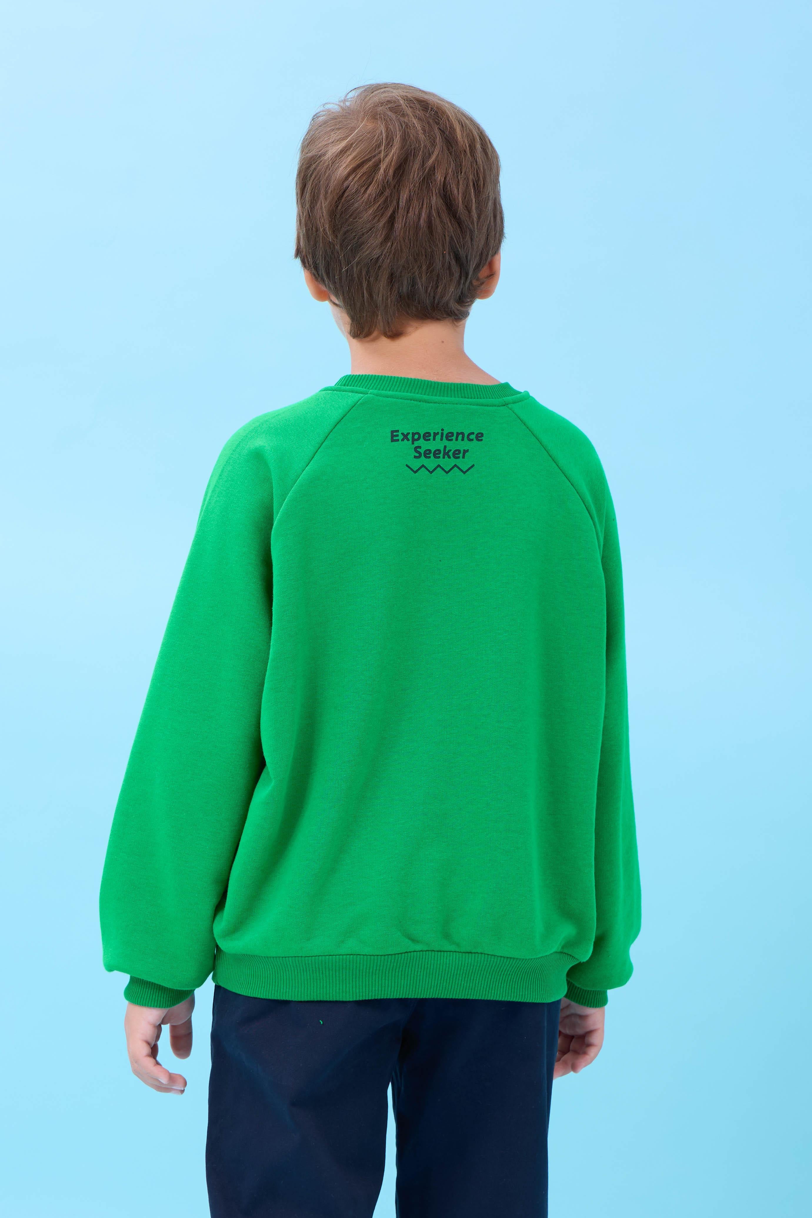 Erkek Çocuk Bisiklet Yaka Mevsimlik Baskılı Sweatshirt