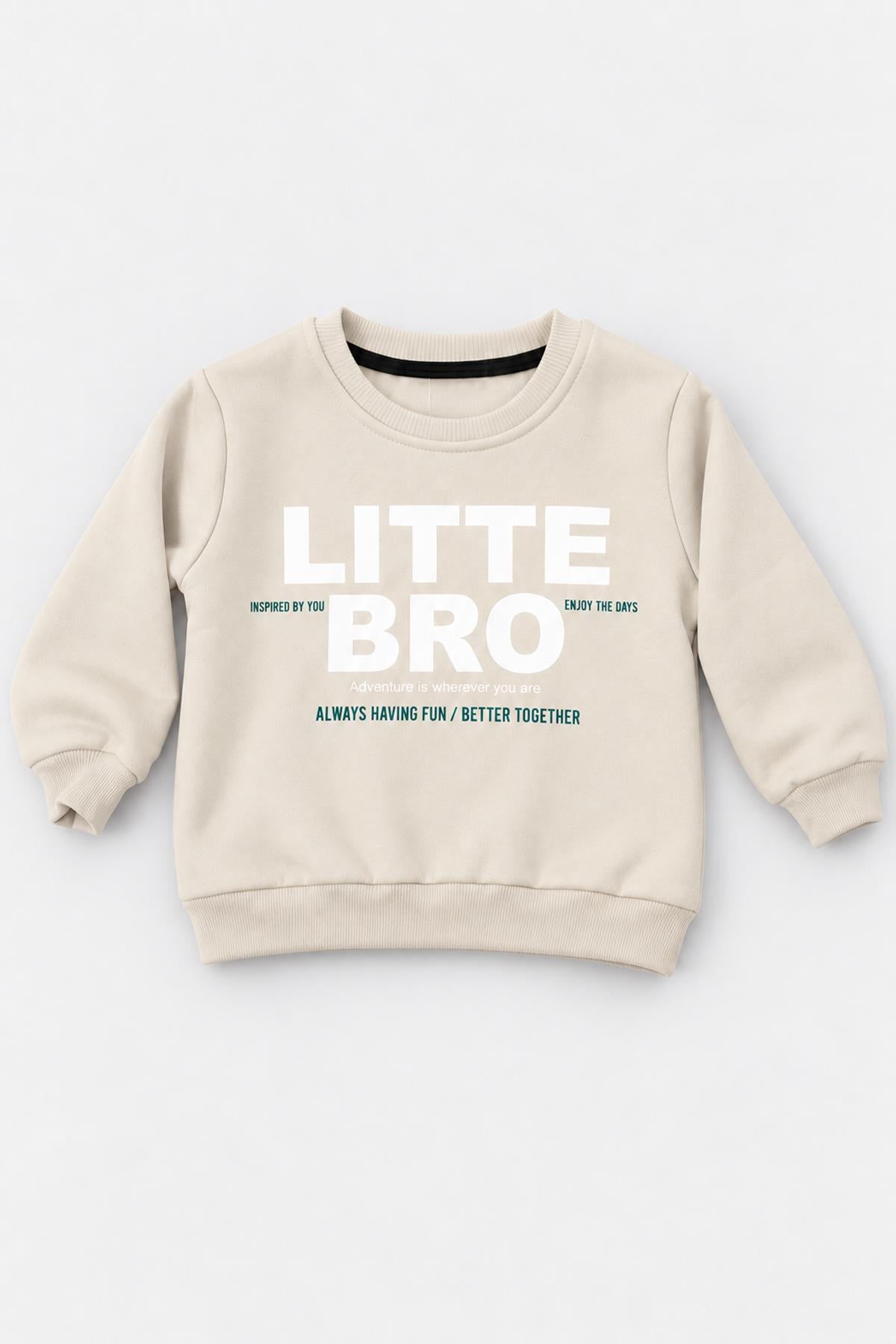 Erkek Çocuk 2'li Bro Baskılı ve Nakışlı Kışlık Sweatshirt