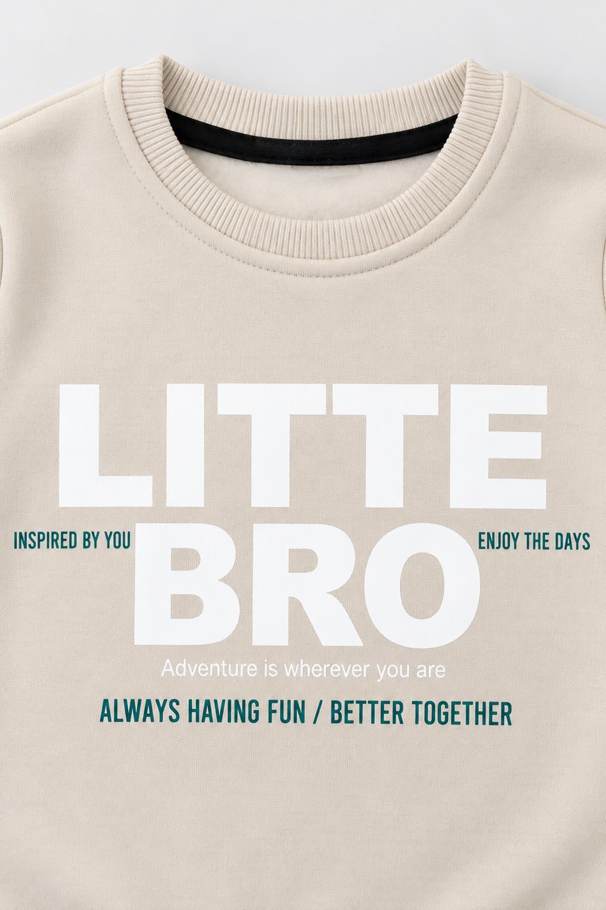 Erkek Çocuk 2'li Bro Baskılı ve Nakışlı Kışlık Sweatshirt