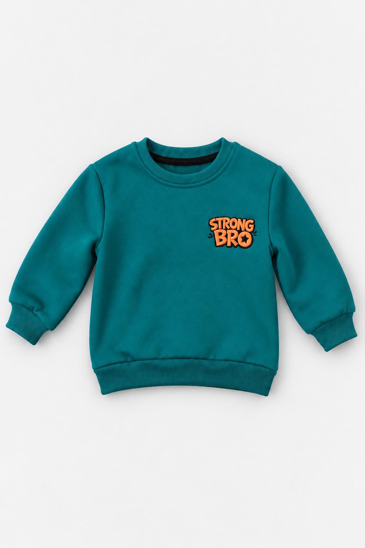 Erkek Çocuk 2'li Bro Baskılı ve Nakışlı Kışlık Sweatshirt
