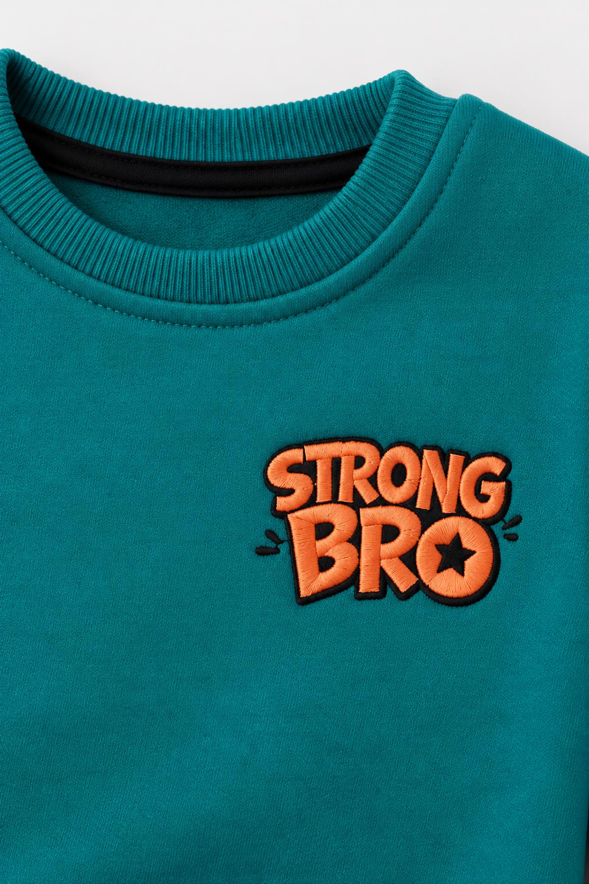 Erkek Çocuk 2'li Bro Baskılı ve Nakışlı Kışlık Sweatshirt