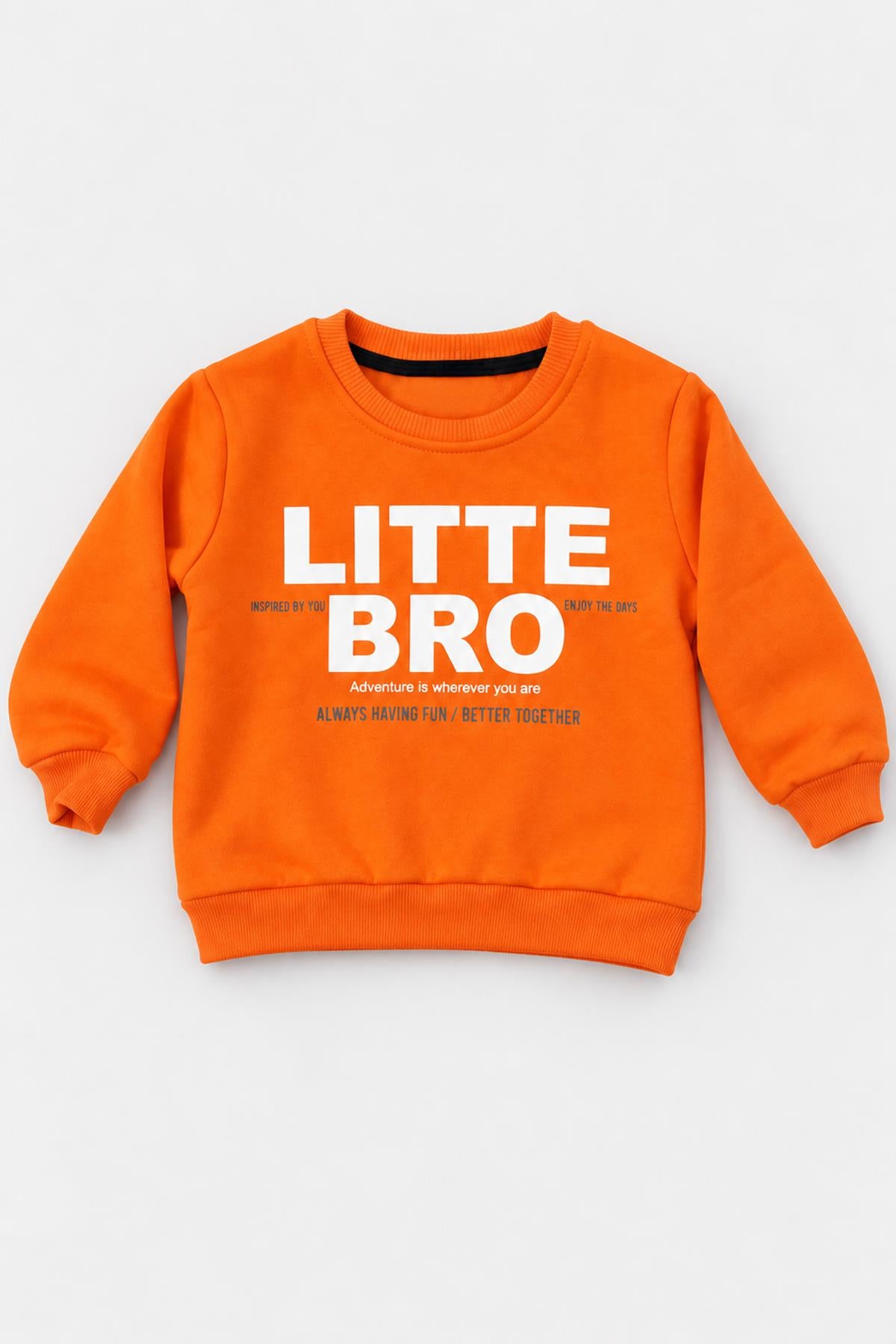 Erkek Çocuk 2'li Bro Baskılı ve Nakışlı Kışlık Sweatshirt