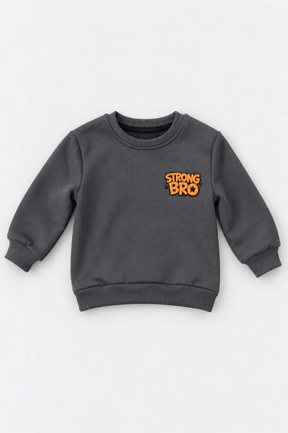 Erkek Çocuk 2'li Bro Baskılı ve Nakışlı Kışlık Sweatshirt
