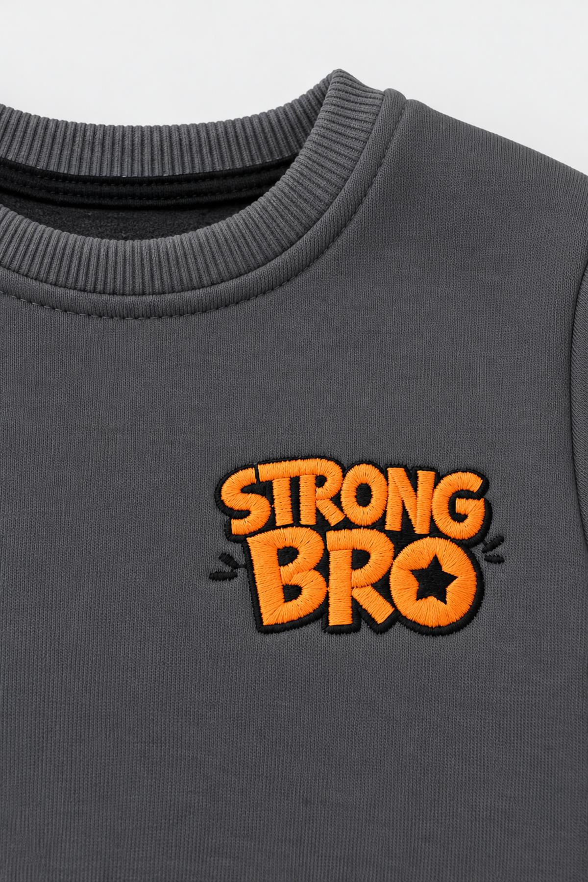 Erkek Çocuk 2'li Bro Baskılı ve Nakışlı Kışlık Sweatshirt