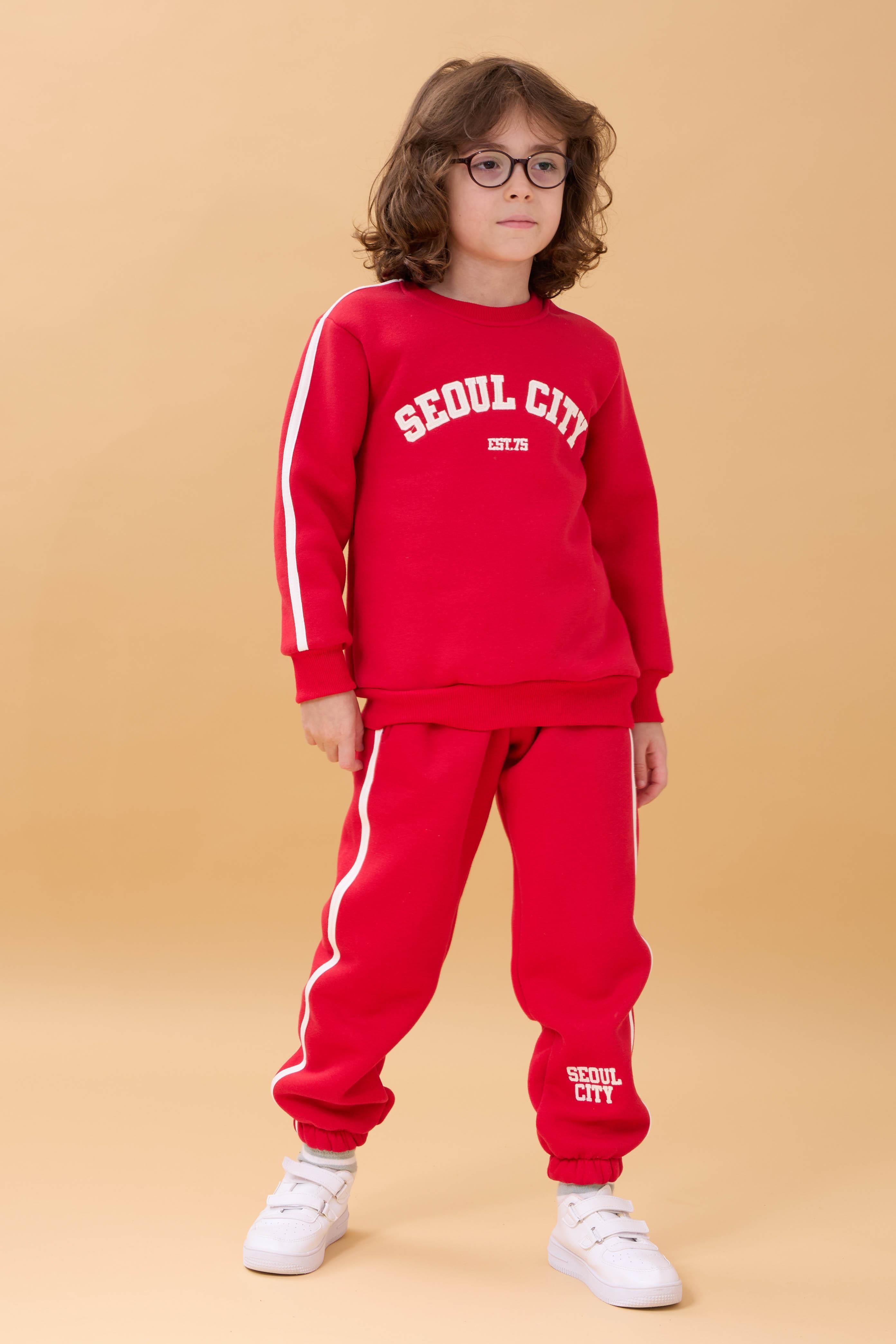 Erkek Çocuk Aplikeli Şardonlu Bisiklet Yaka İkili Kolej Takım