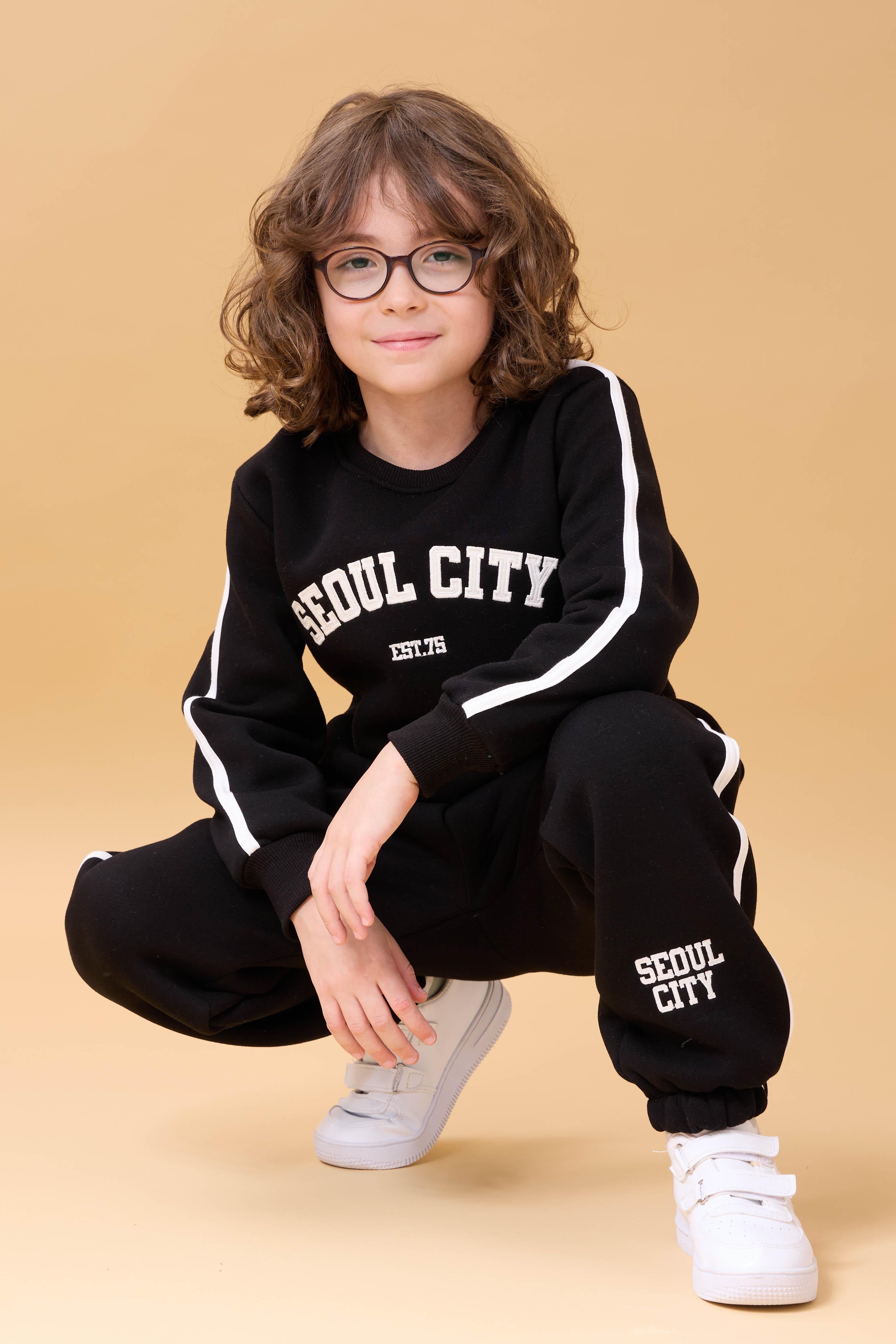 Erkek Çocuk Aplikeli Şardonlu Bisiklet Yaka İkili Kolej Takım