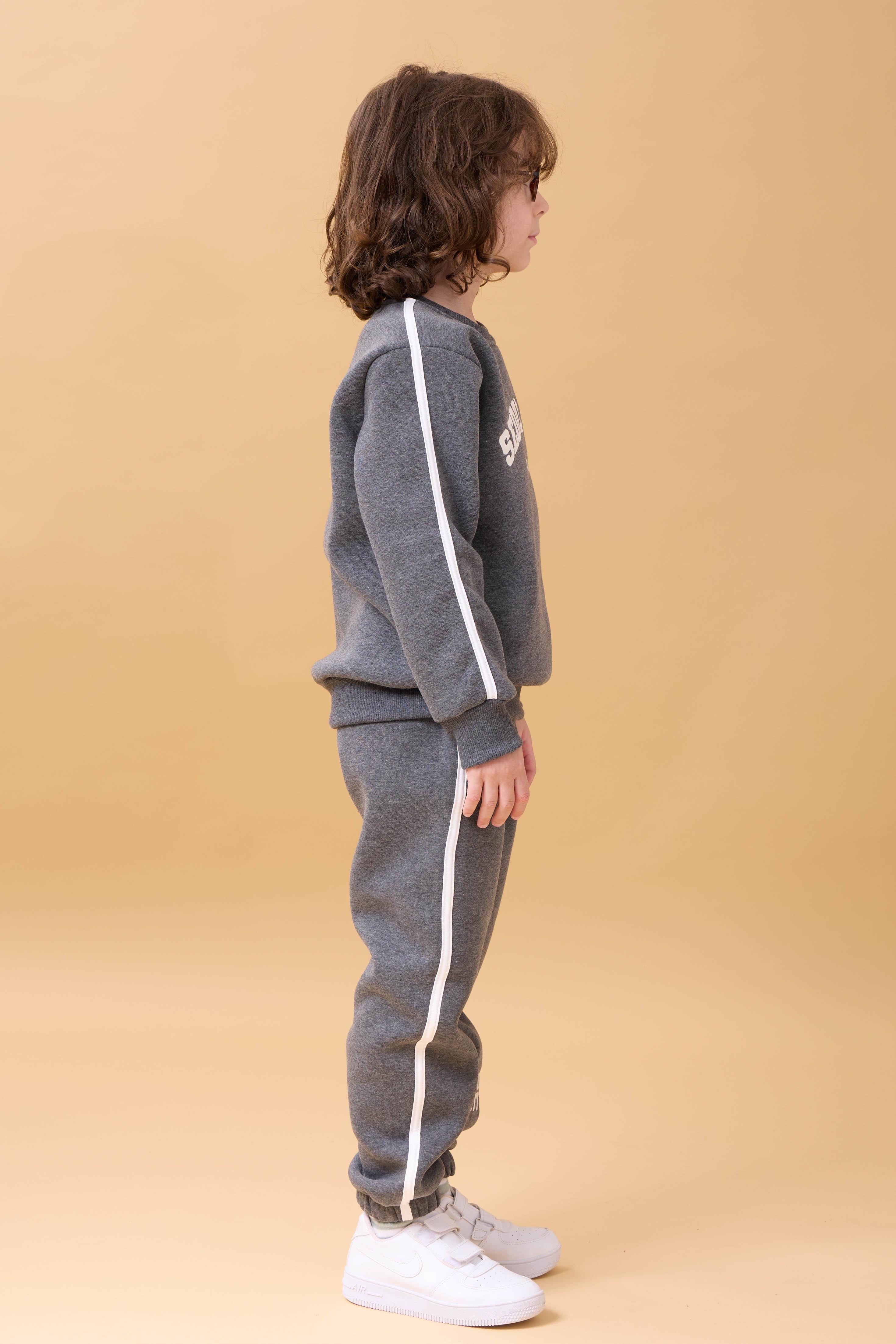 Erkek Çocuk Aplikeli Şardonlu Bisiklet Yaka İkili Kolej Takım