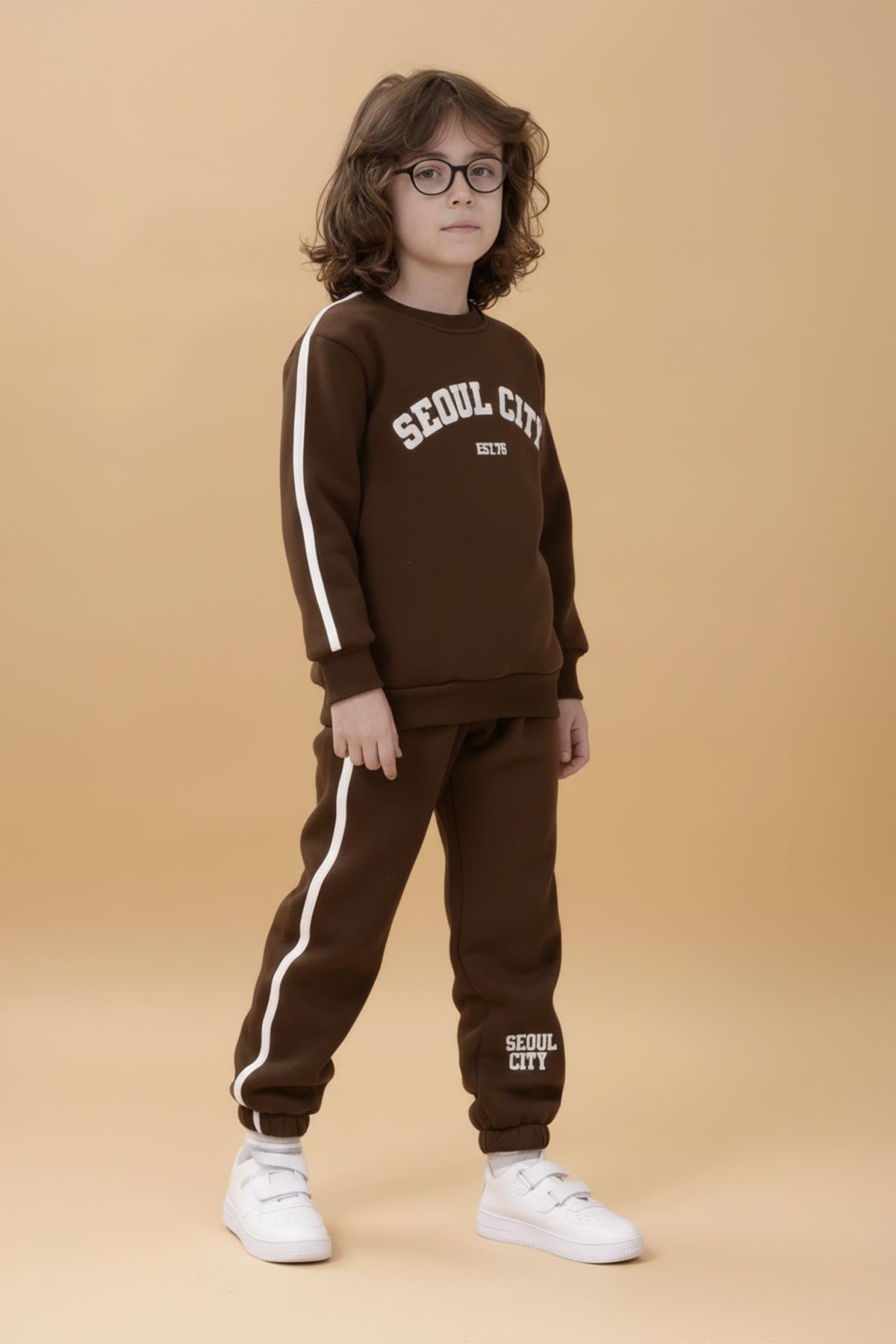 Erkek Çocuk Aplikeli Şardonlu Bisiklet Yaka İkili Kolej Takım