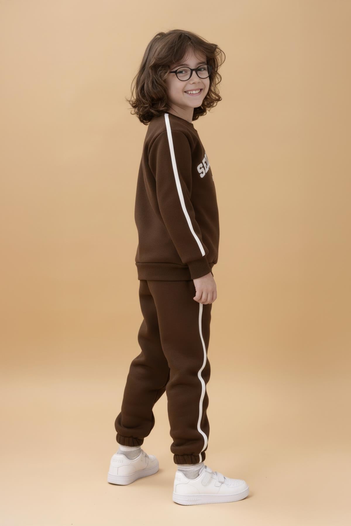 Erkek Çocuk Aplikeli Şardonlu Bisiklet Yaka İkili Kolej Takım