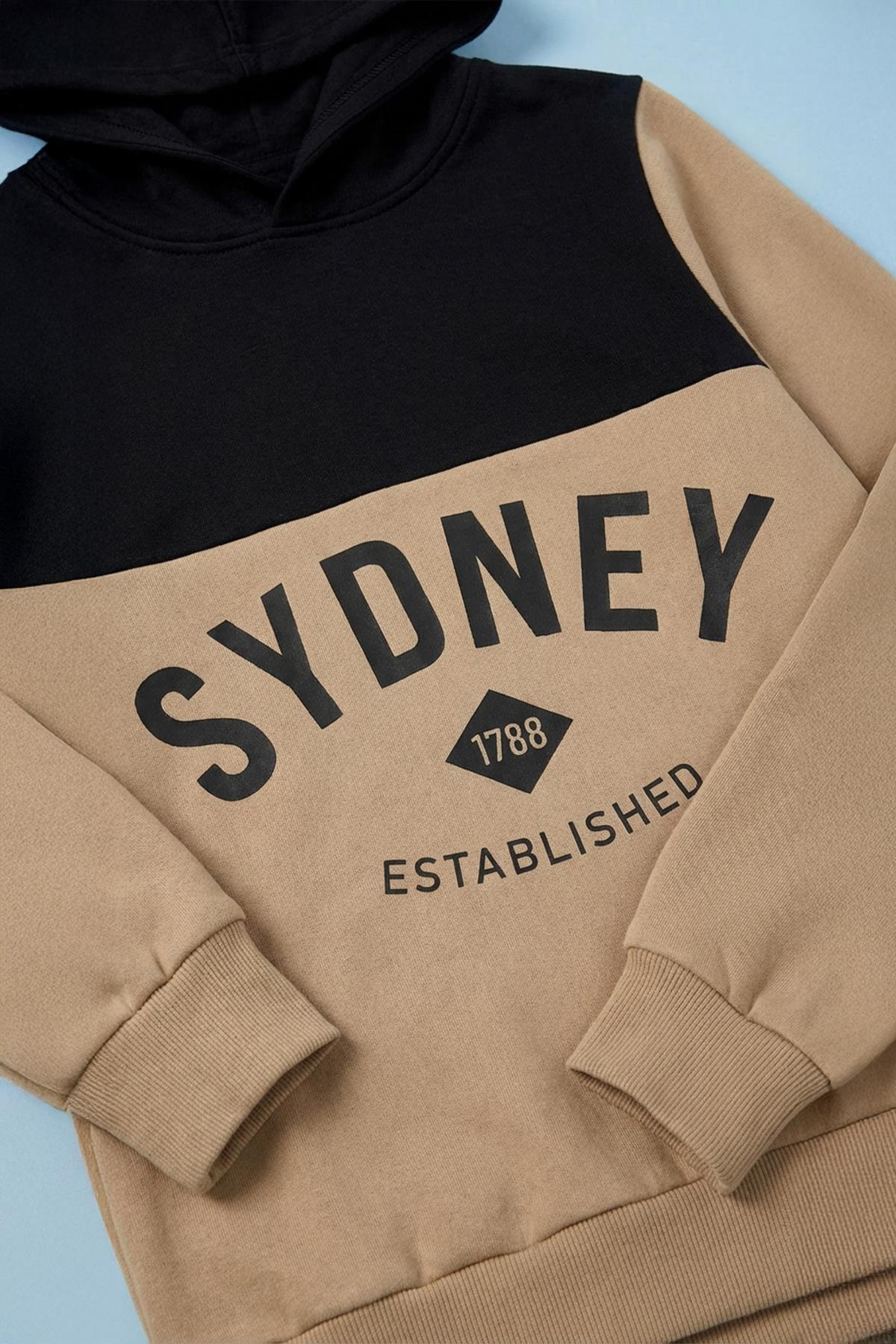 Erkek Çocuk Baskı Detaylı Kapüşonlu Kışlık Eşofman Takımı