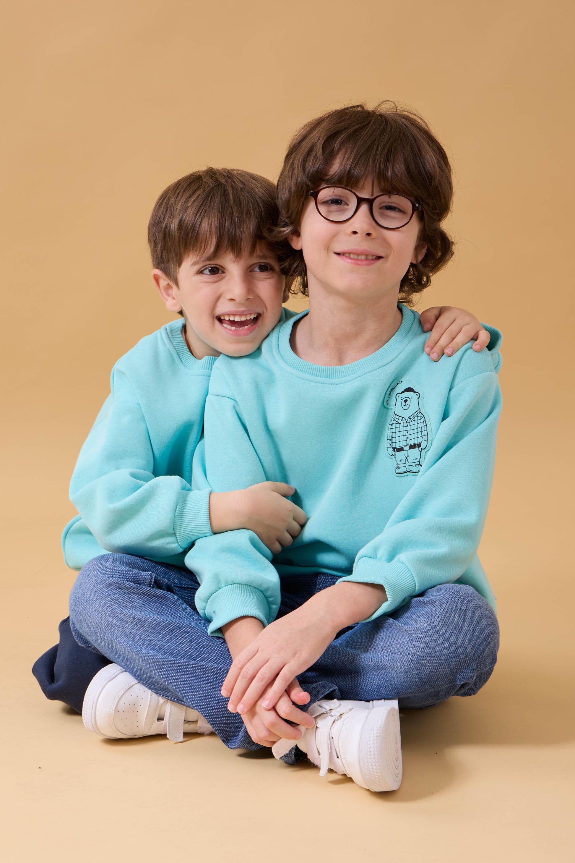 Erkek Çocuk Bisiklet Yaka Ayı Baskılı Sweatshirt