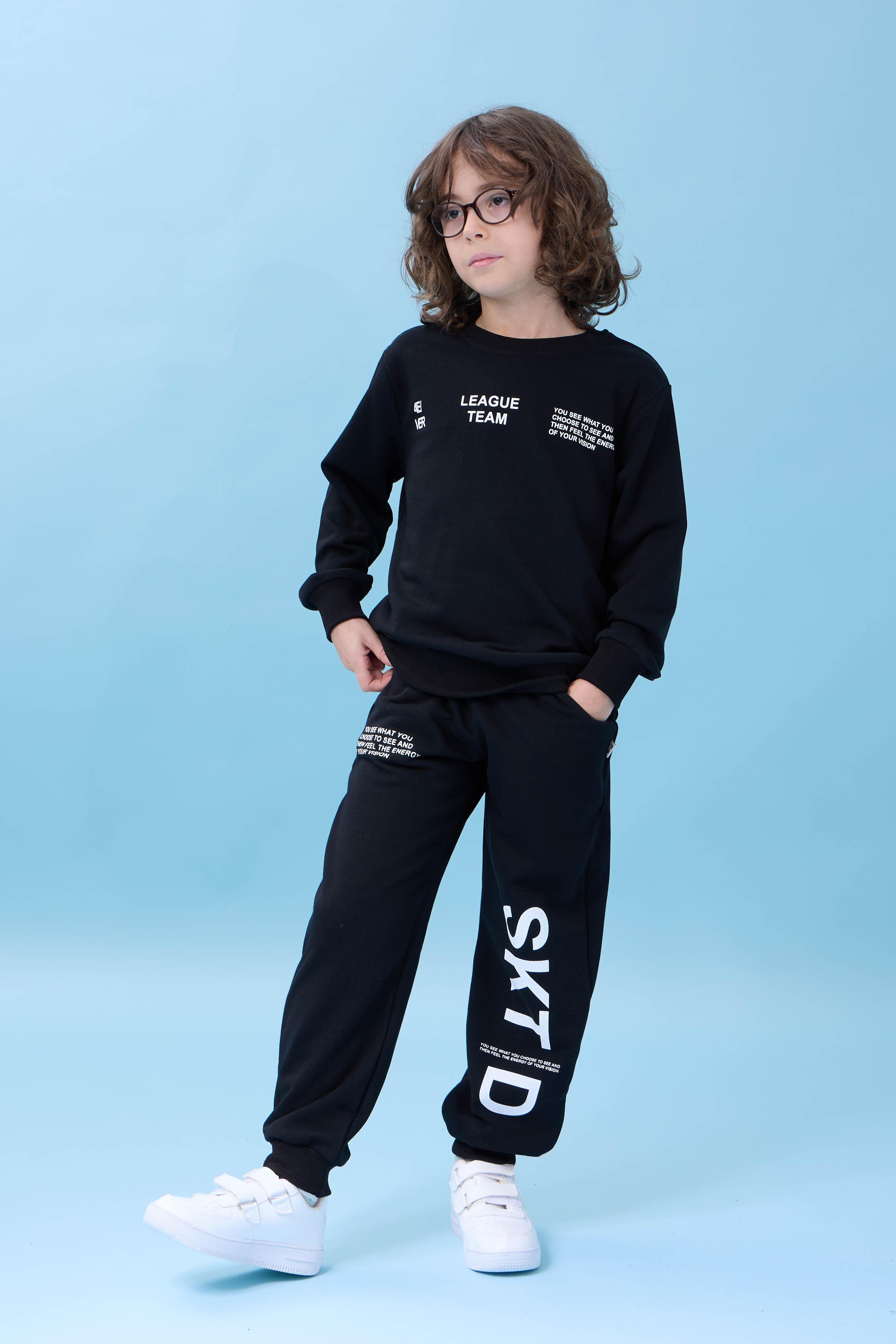 Erkek Çocuk Bisiklet Yaka Baskılı Mevsimlik Alt Üst Takım