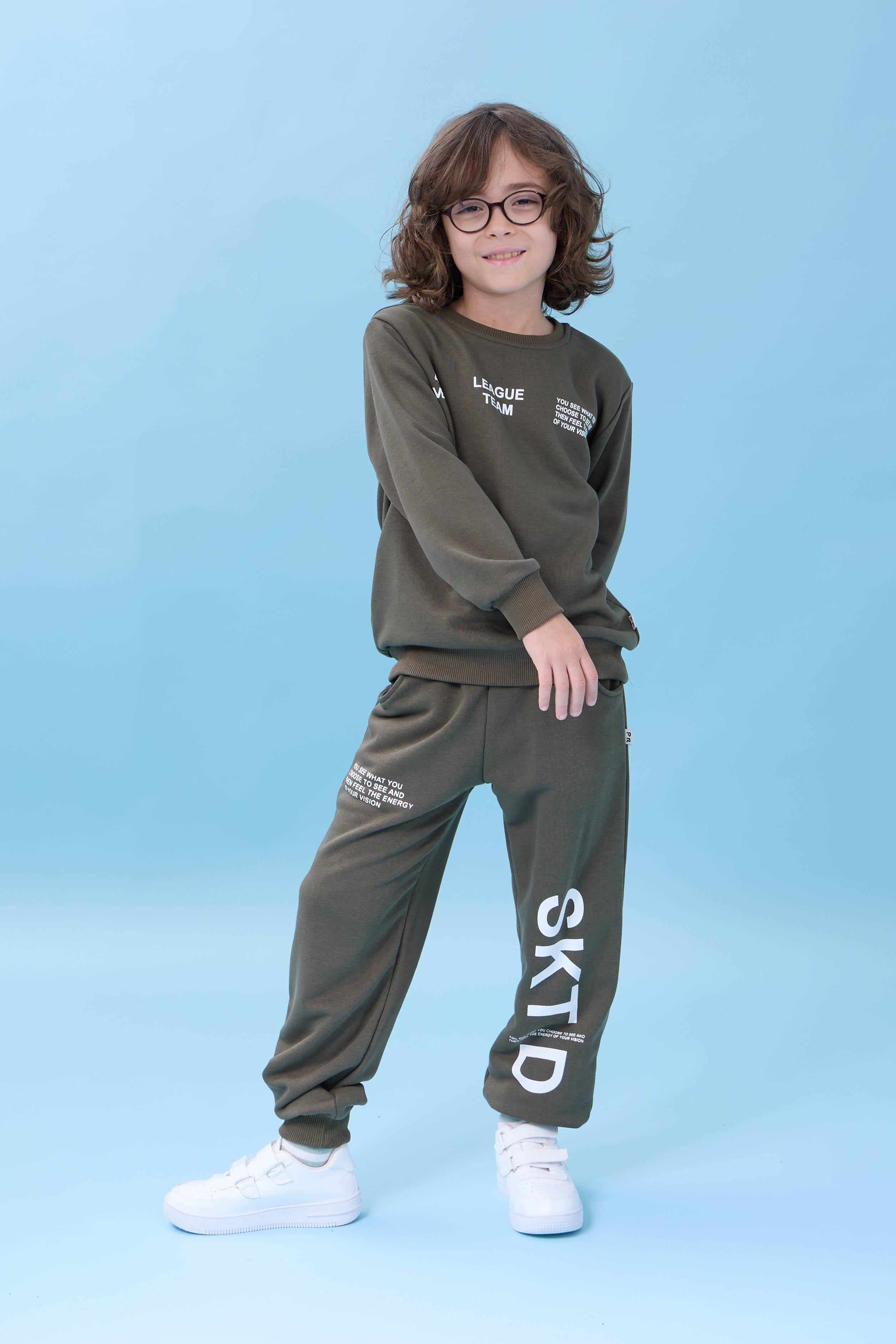 Erkek Çocuk Bisiklet Yaka Baskılı Mevsimlik Alt Üst Takım