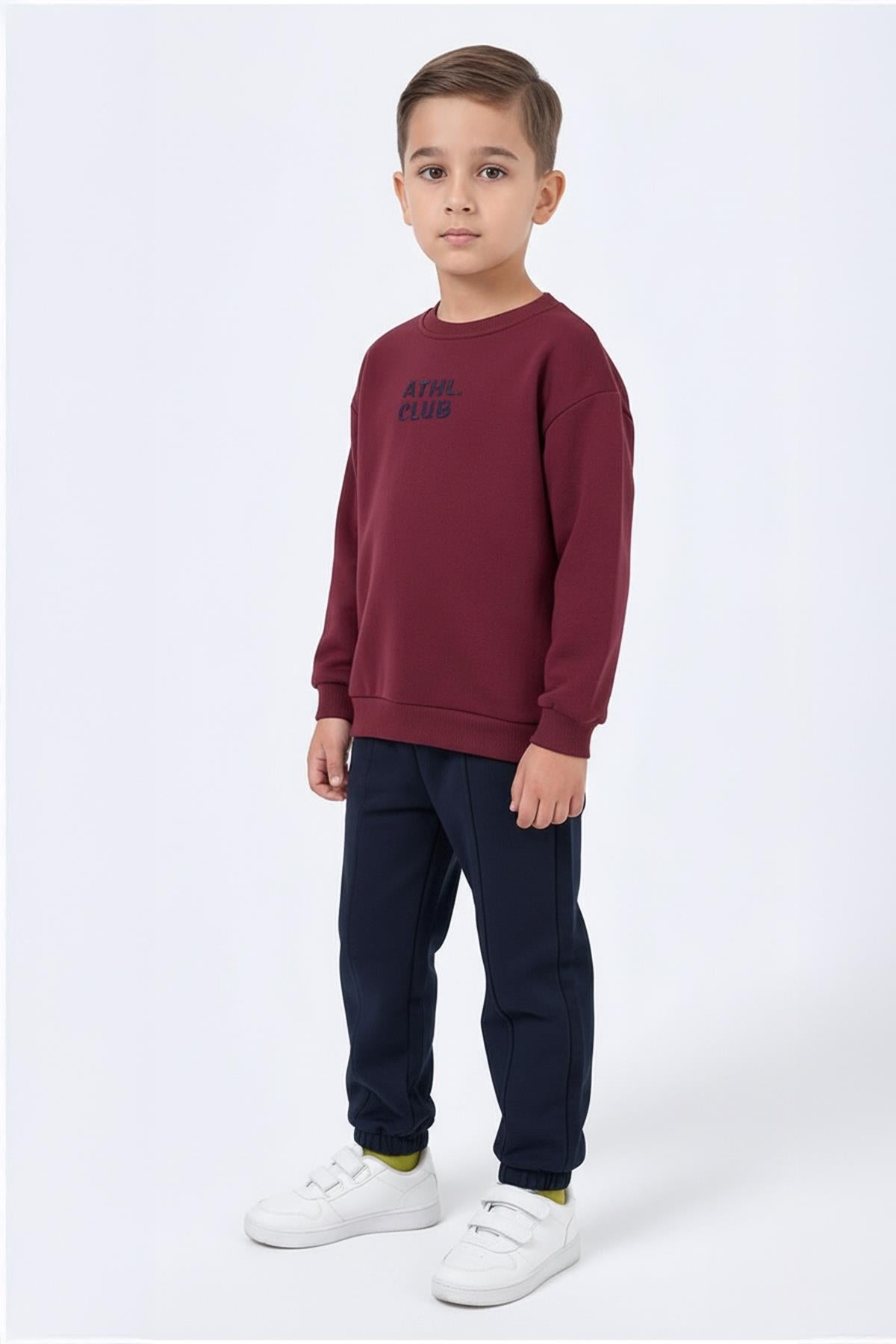 Erkek Çocuk Bisiklet Yaka Nakışlı Kışlık Takım