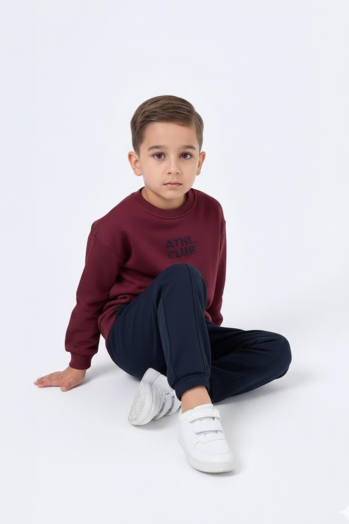 Erkek Çocuk Bisiklet Yaka Nakışlı Kışlık Takım