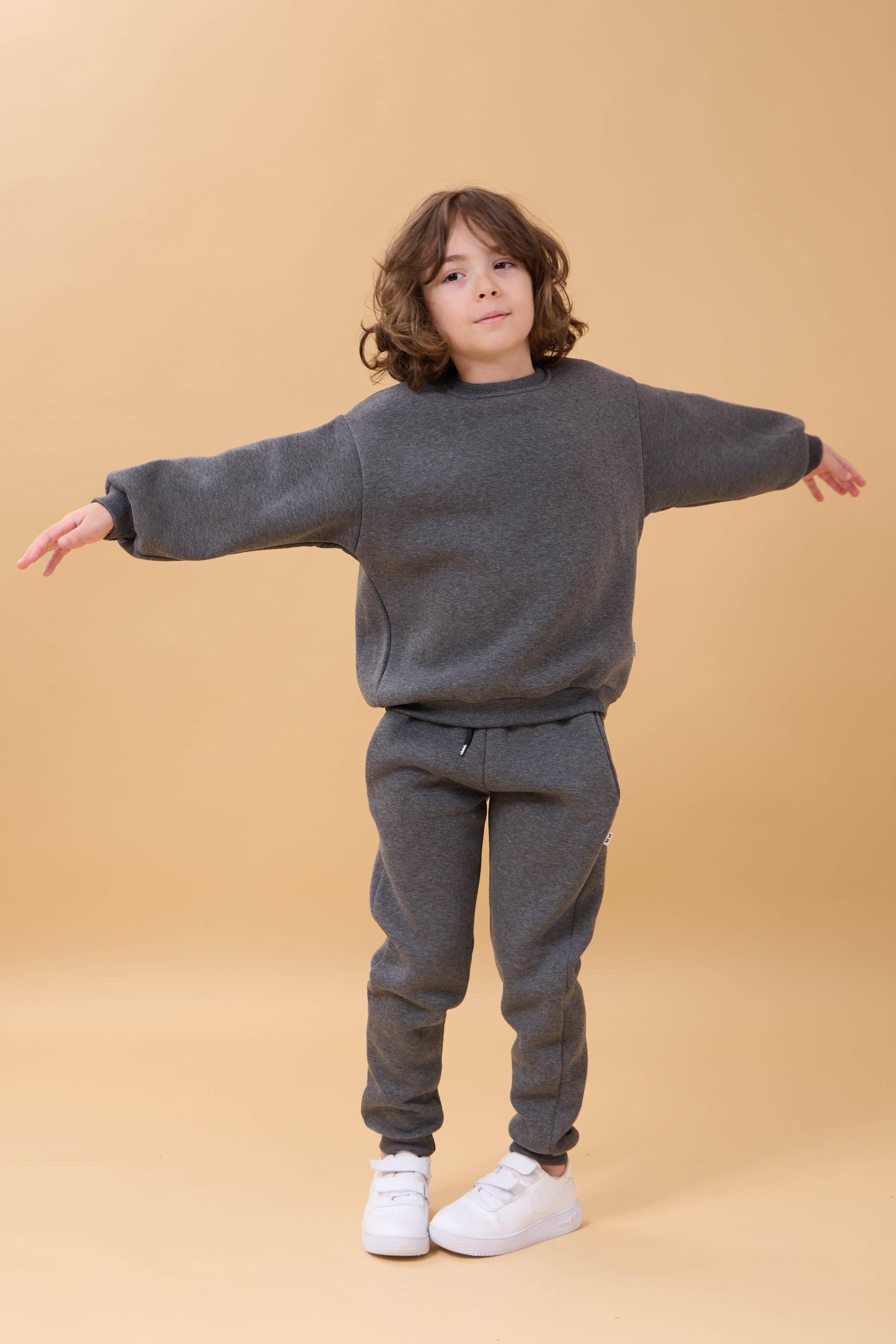 Erkek Çocuk Bisiklet Yaka Şardonlu Kışlık 2'li Eşofman Takımı