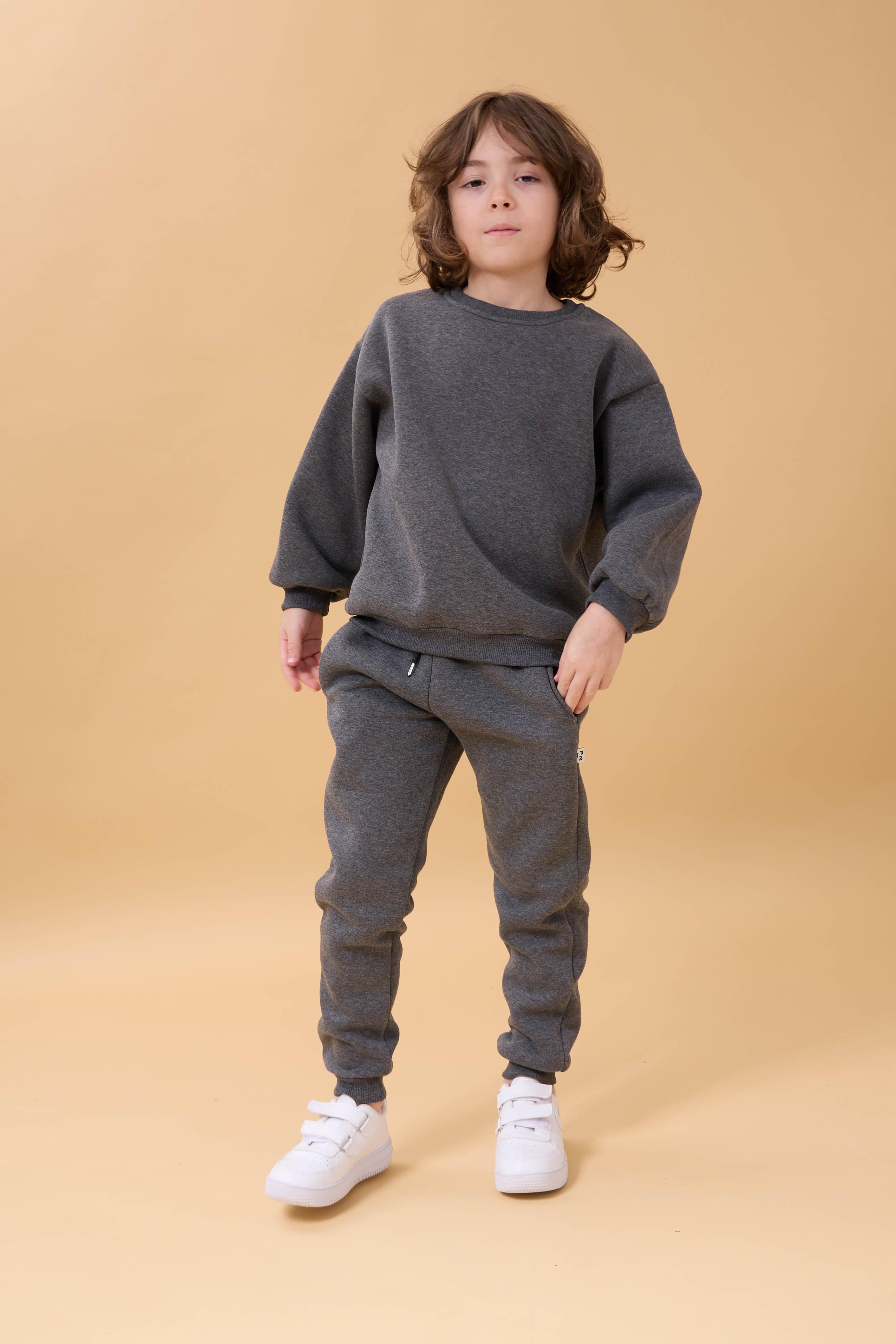 Erkek Çocuk Bisiklet Yaka Şardonlu Kışlık 2'li Eşofman Takımı