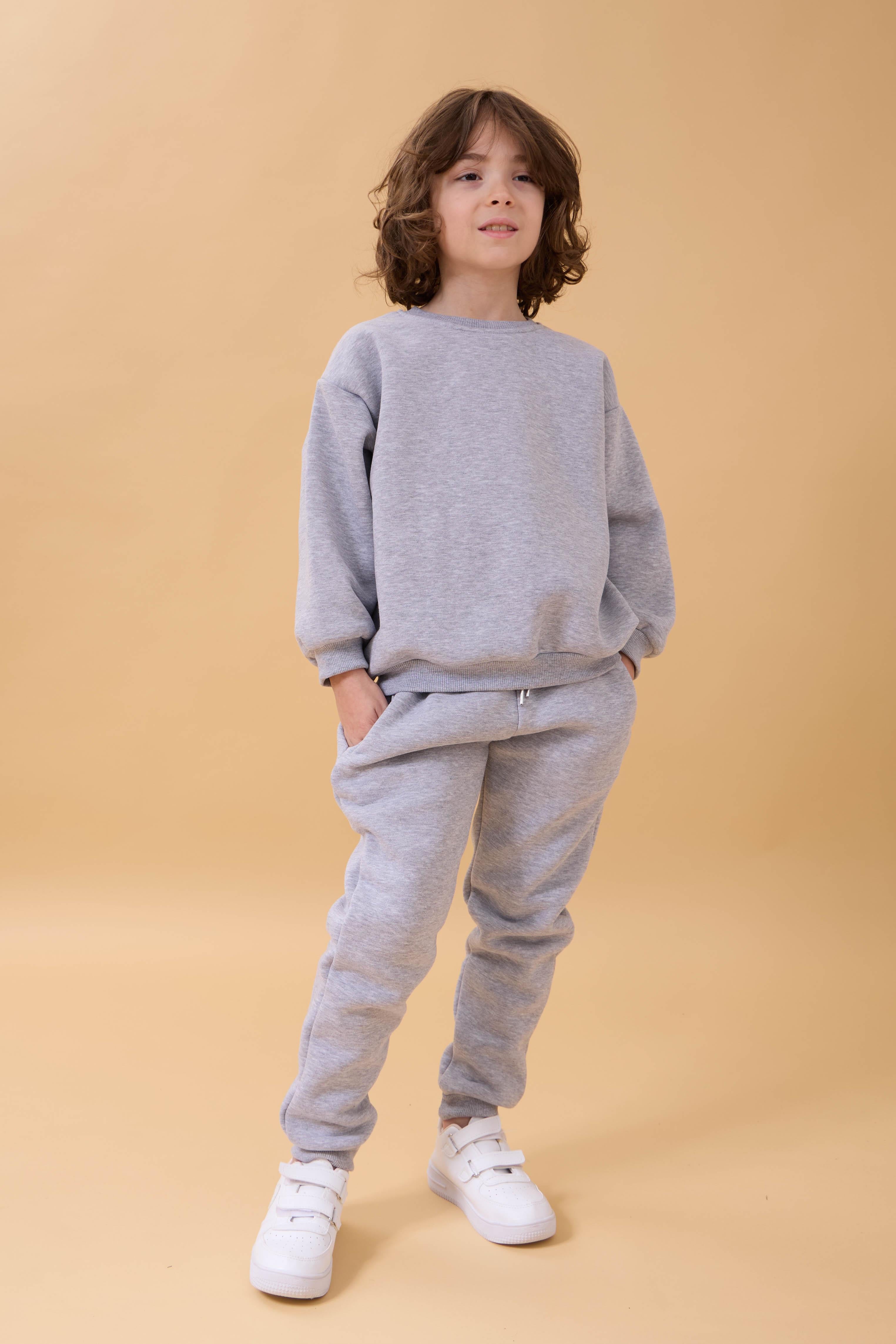 Erkek Çocuk Bisiklet Yaka Şardonlu Kışlık 2'li Eşofman Takımı