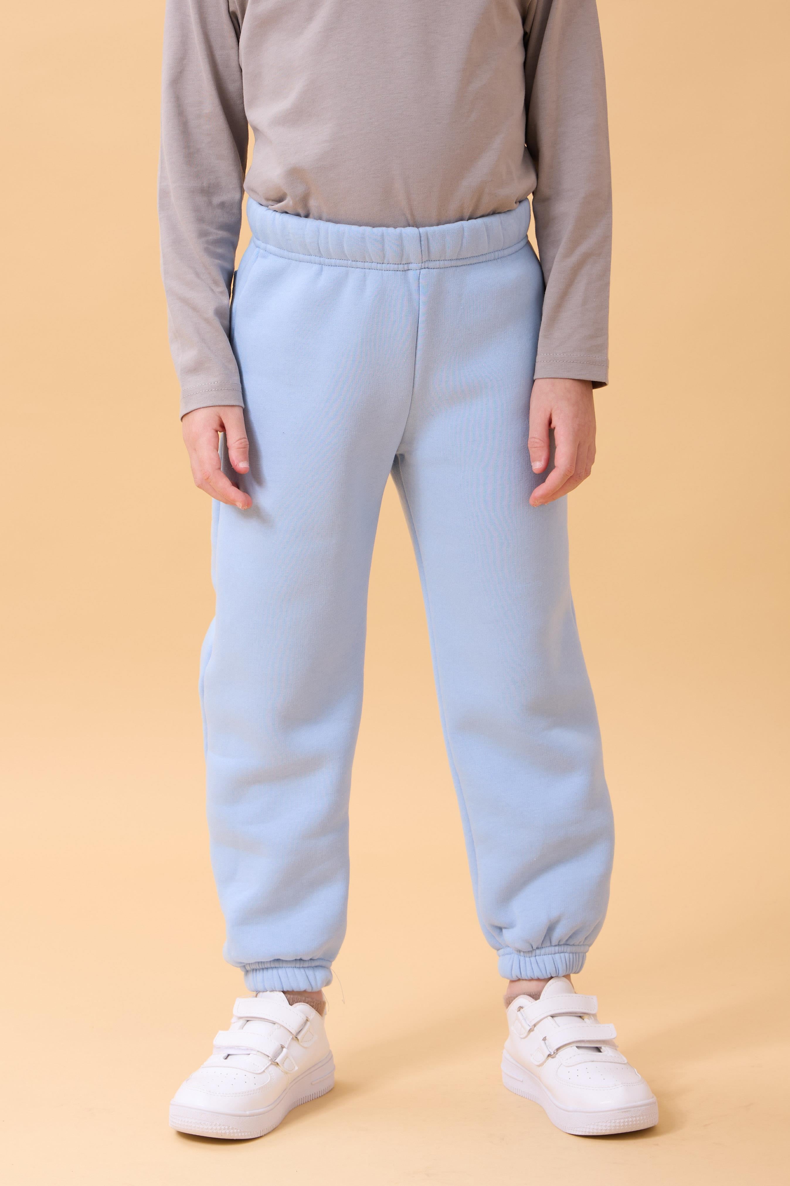 Erkek Çocuk Cep Nakışlı Ayıcık ve Panda 2'li Eşofman Altı Kahverengi-Bebe Mavisi