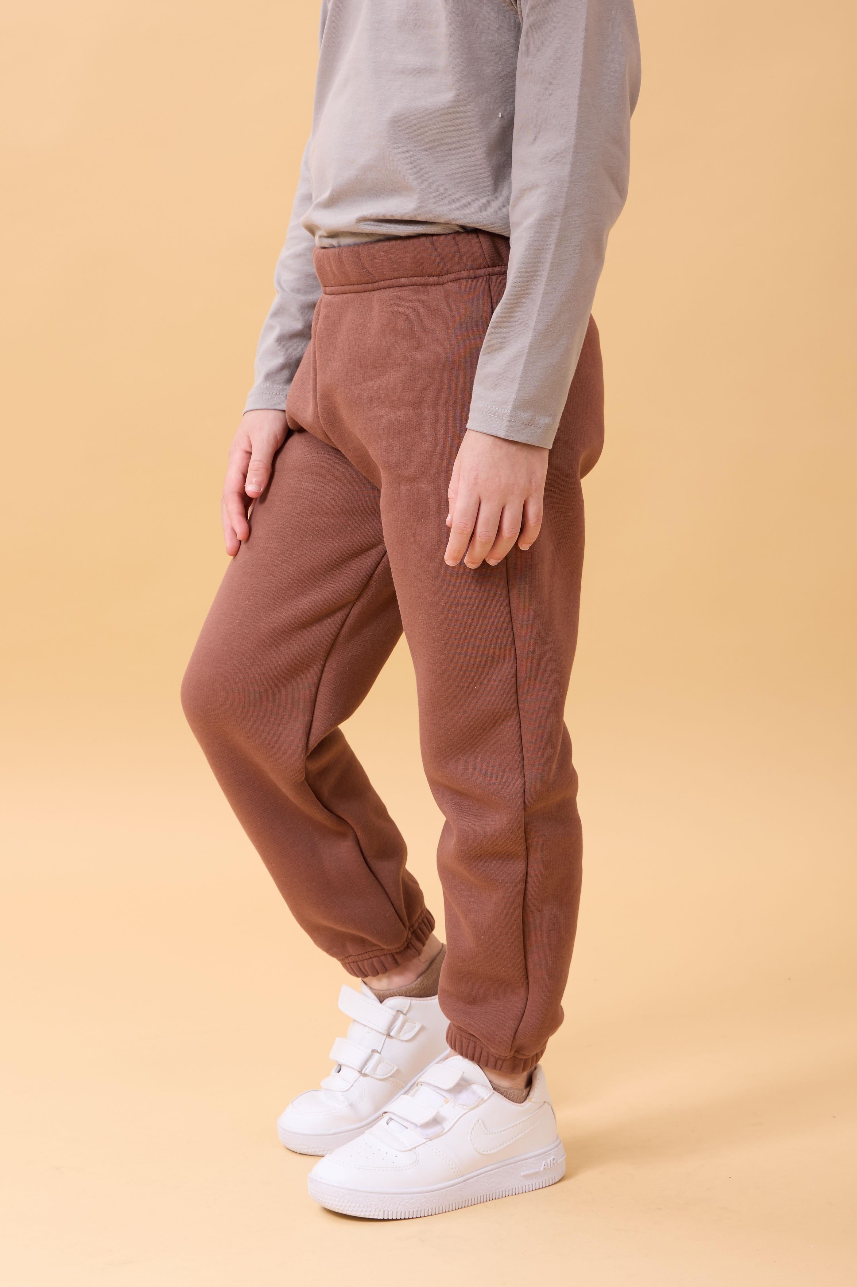 Erkek Çocuk Cep Nakışlı Ayıcık ve Panda 2'li Eşofman Altı Kahverengi-Bebe Mavisi