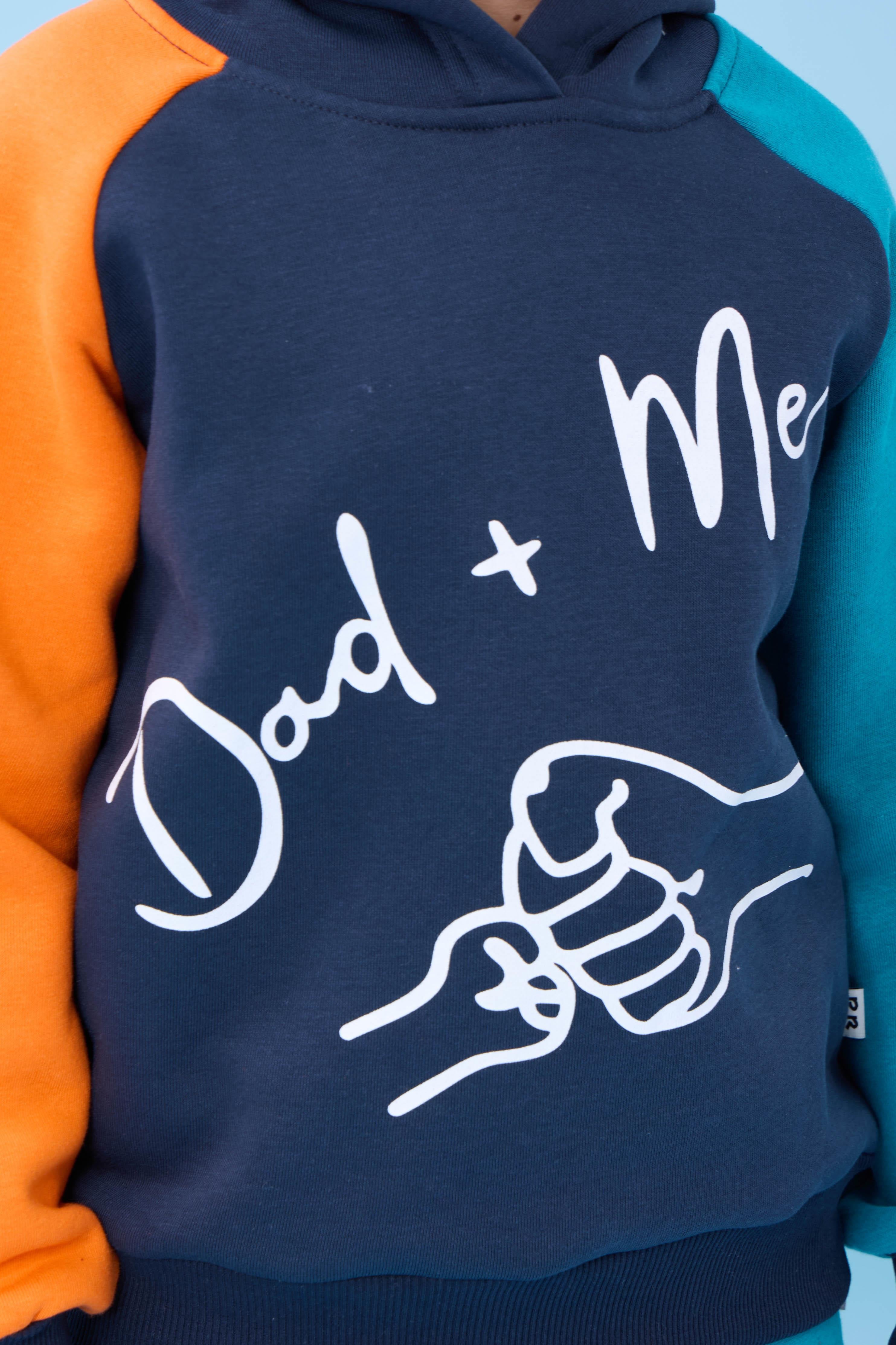 Erkek Çocuk Dad+Me Baskılı Kışlık Kapüşonlu İçi Polarlı Sweatshirt – Lacivert