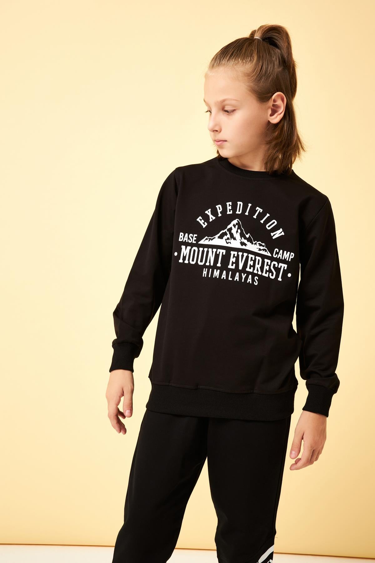 Expedition Baskılı Erkek Çocuk Sweatshirt Siyah