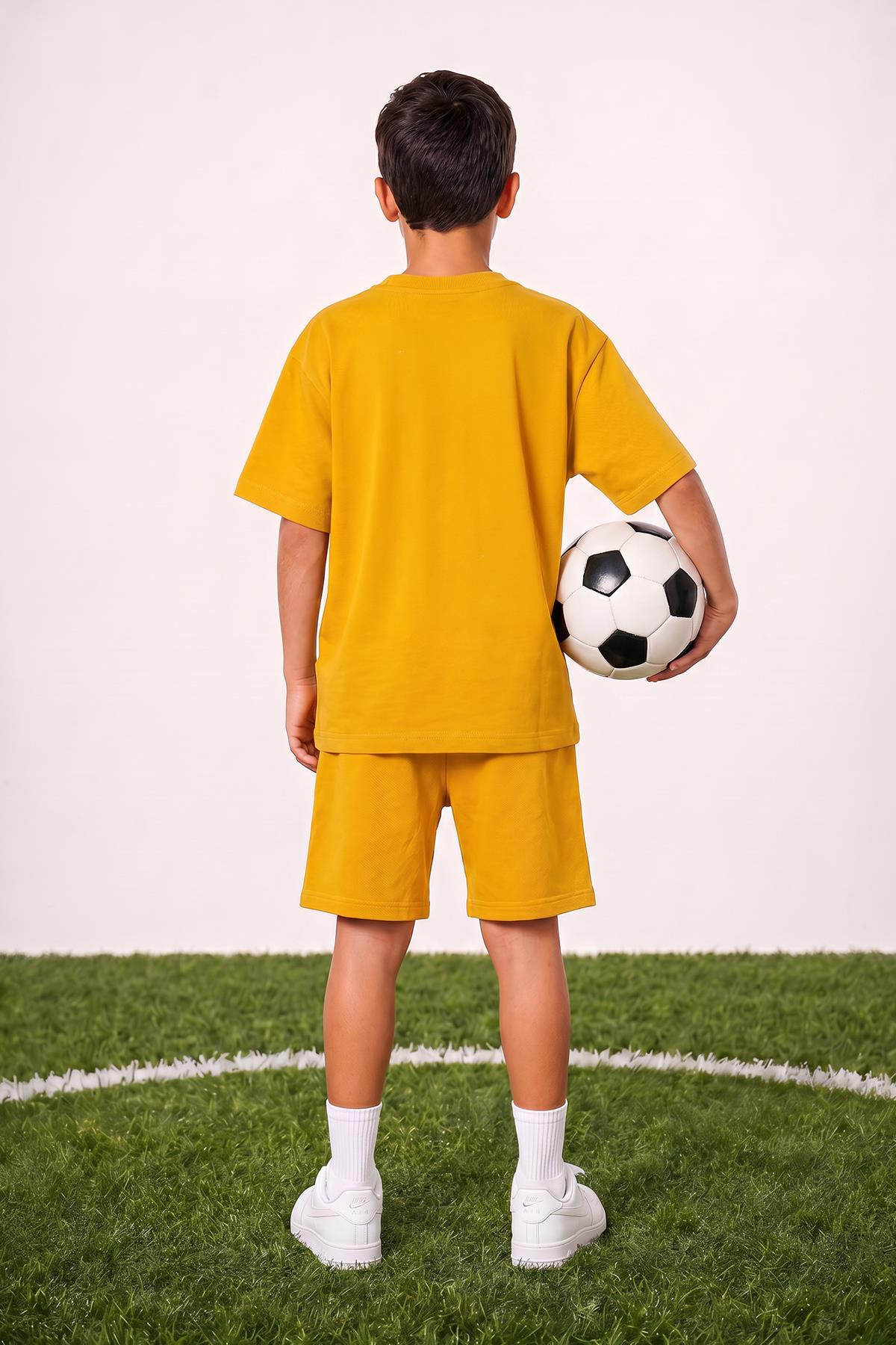 Erkek Çocuk Futbol Taktik Baskılı Şortlu Takım