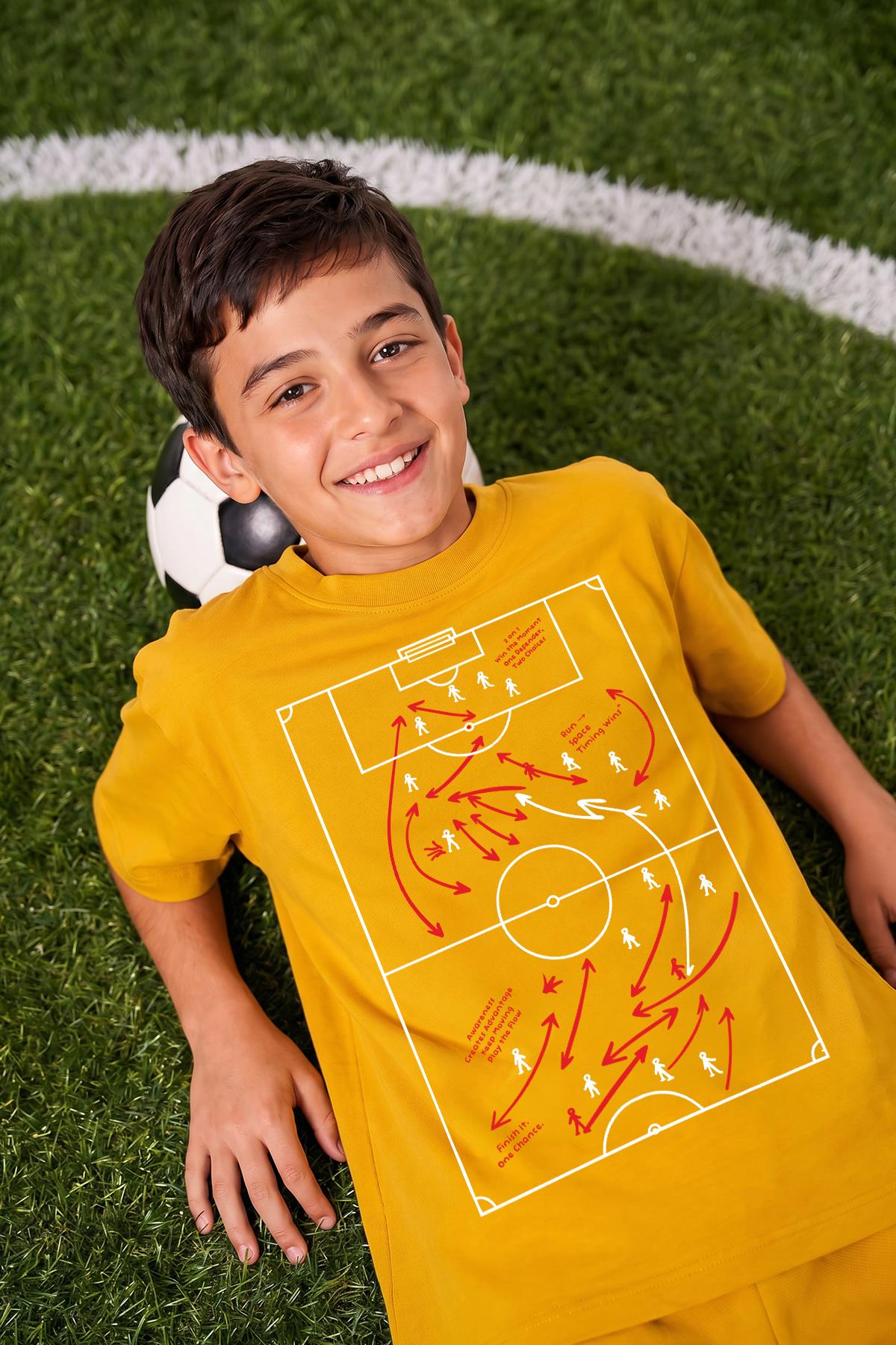 Erkek Çocuk Futbol Taktik Baskılı Şortlu Takım