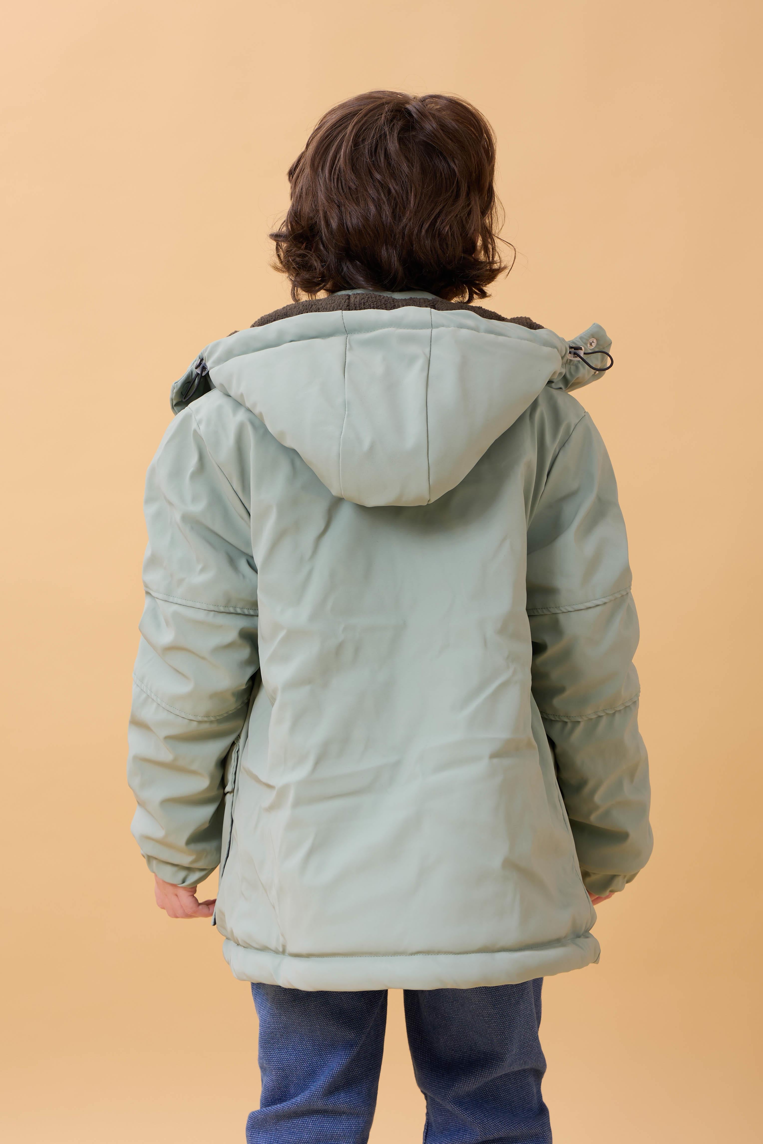 Erkek Çocuk İçi Kürklü Kapüşonlu Su İtici Kalın Kışlık Mont