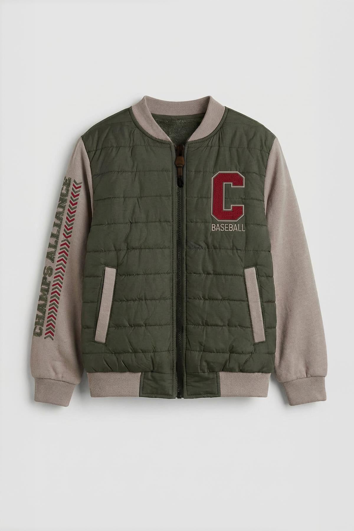 Erkek Çocuk İçi Peluşlu Nakış Detaylı Kapitone Kolej Ceket