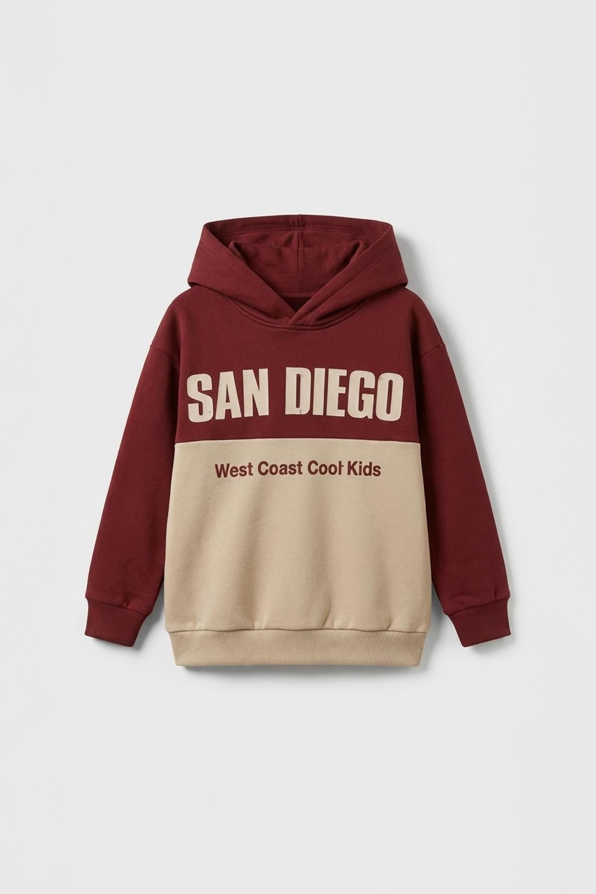 Erkek Çocuk Kapüşonlu Baskı Detaylı Parçalı Sweatshirt