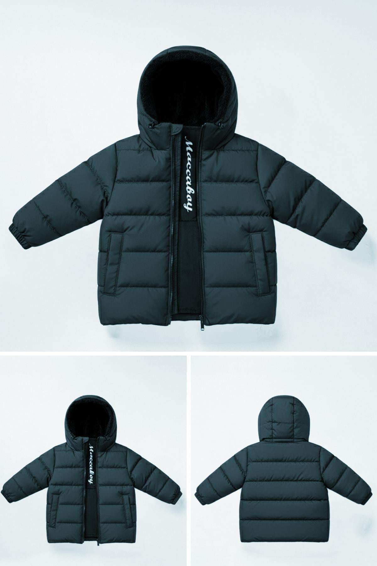 Erkek Çocuk Kapüşonlu Kürklü Şişme Mont