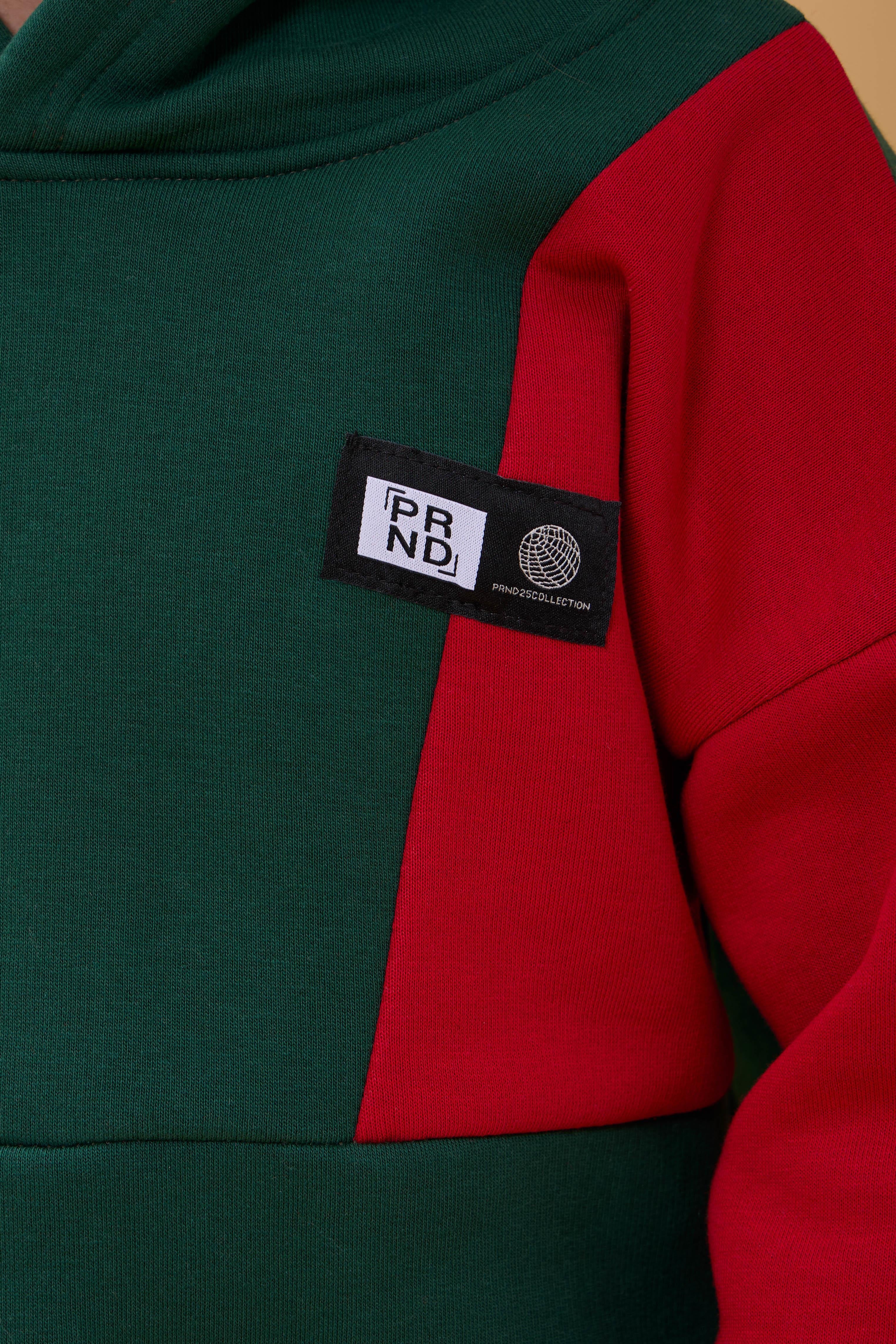 Erkek Çocuk Kapüşonlu Parçalı 3 İp Sweatshirt