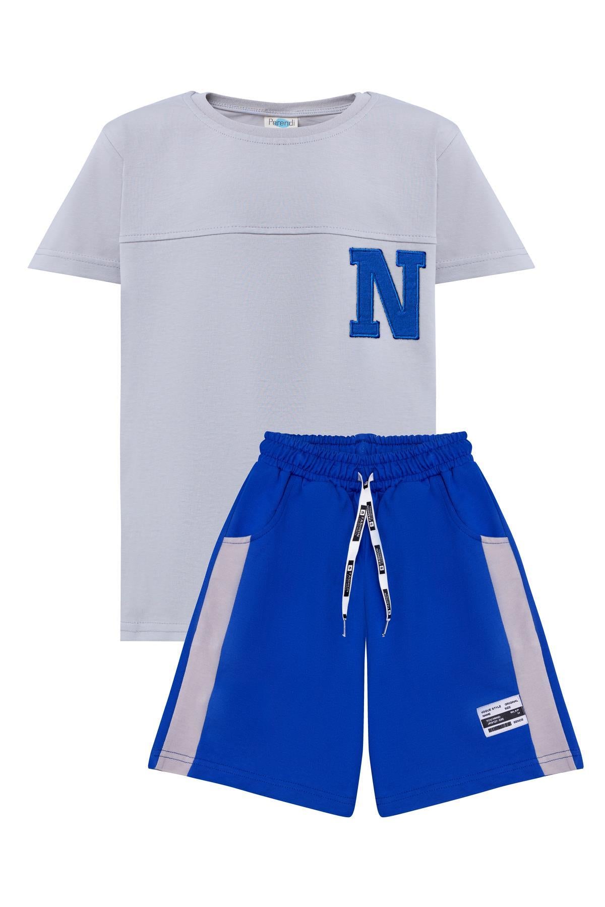 Erkek Çocuk Nakış Detaylı Kısa Kollu Şortlu Takım