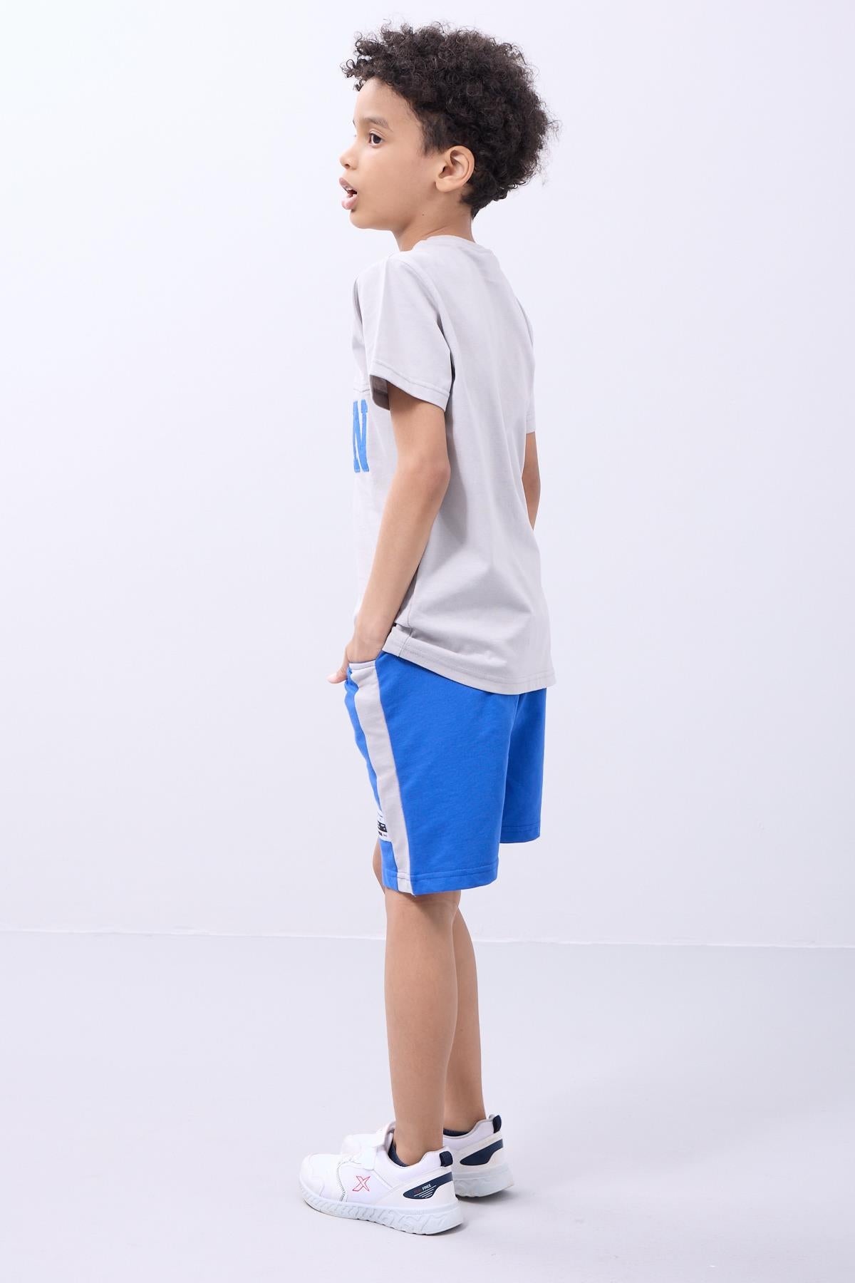 Erkek Çocuk Nakış Detaylı Kısa Kollu Şortlu Takım