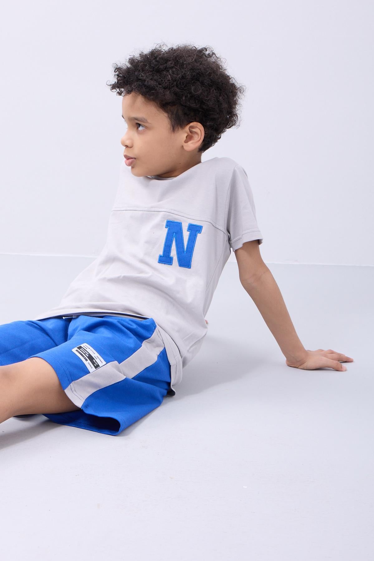 Erkek Çocuk Nakış Detaylı Kısa Kollu Şortlu Takım