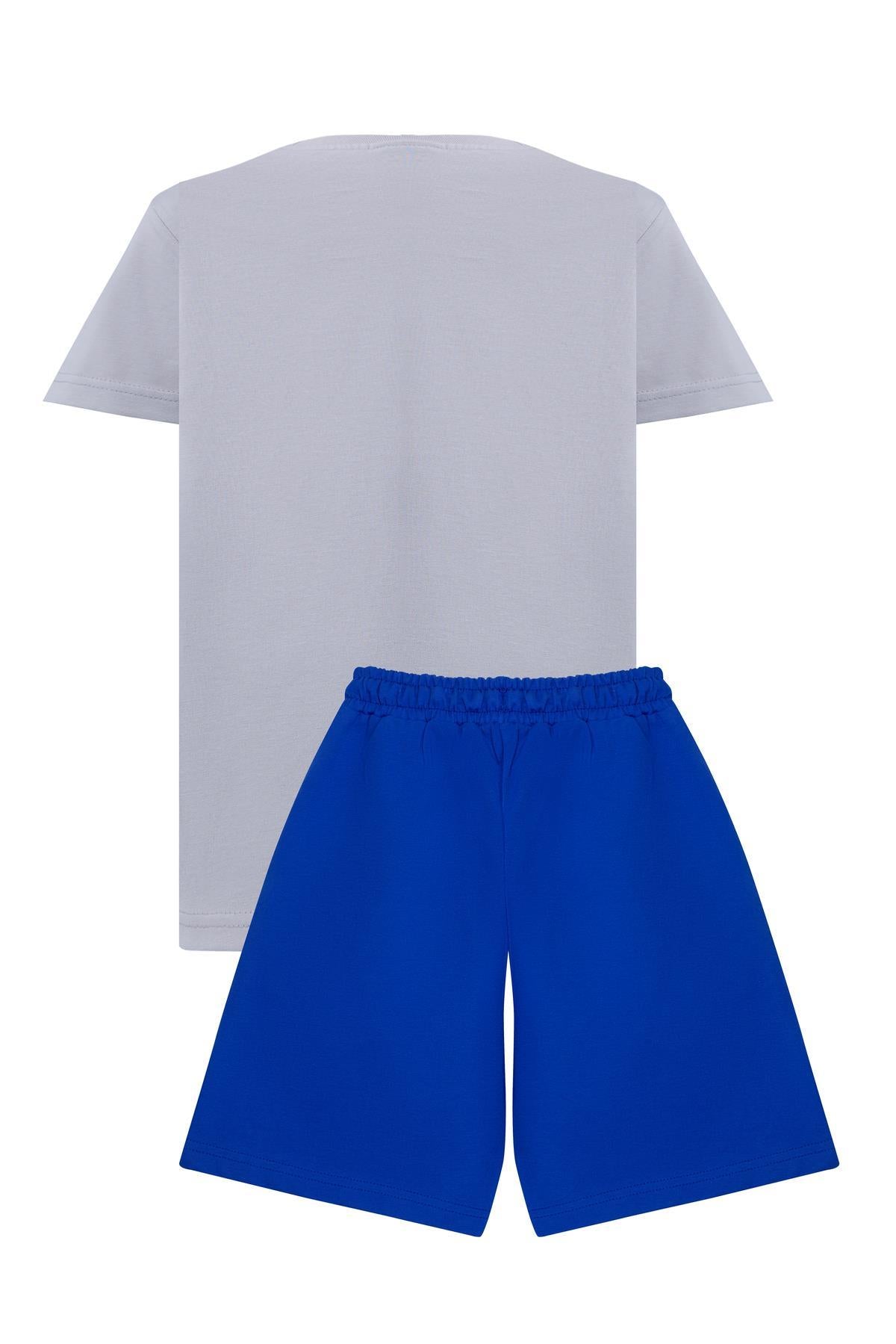 Erkek Çocuk Nakış Detaylı Kısa Kollu Şortlu Takım