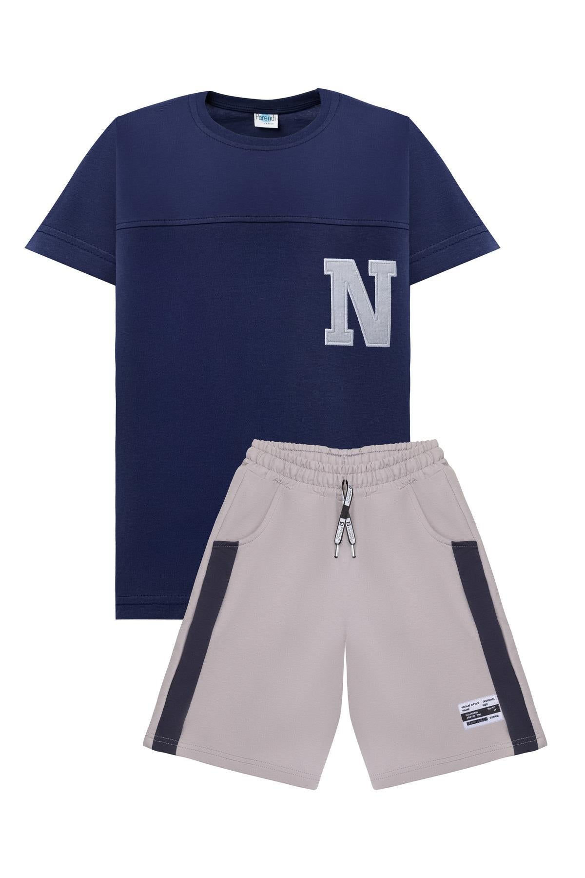 Erkek Çocuk Nakış Detaylı Kısa Kollu Şortlu Takım