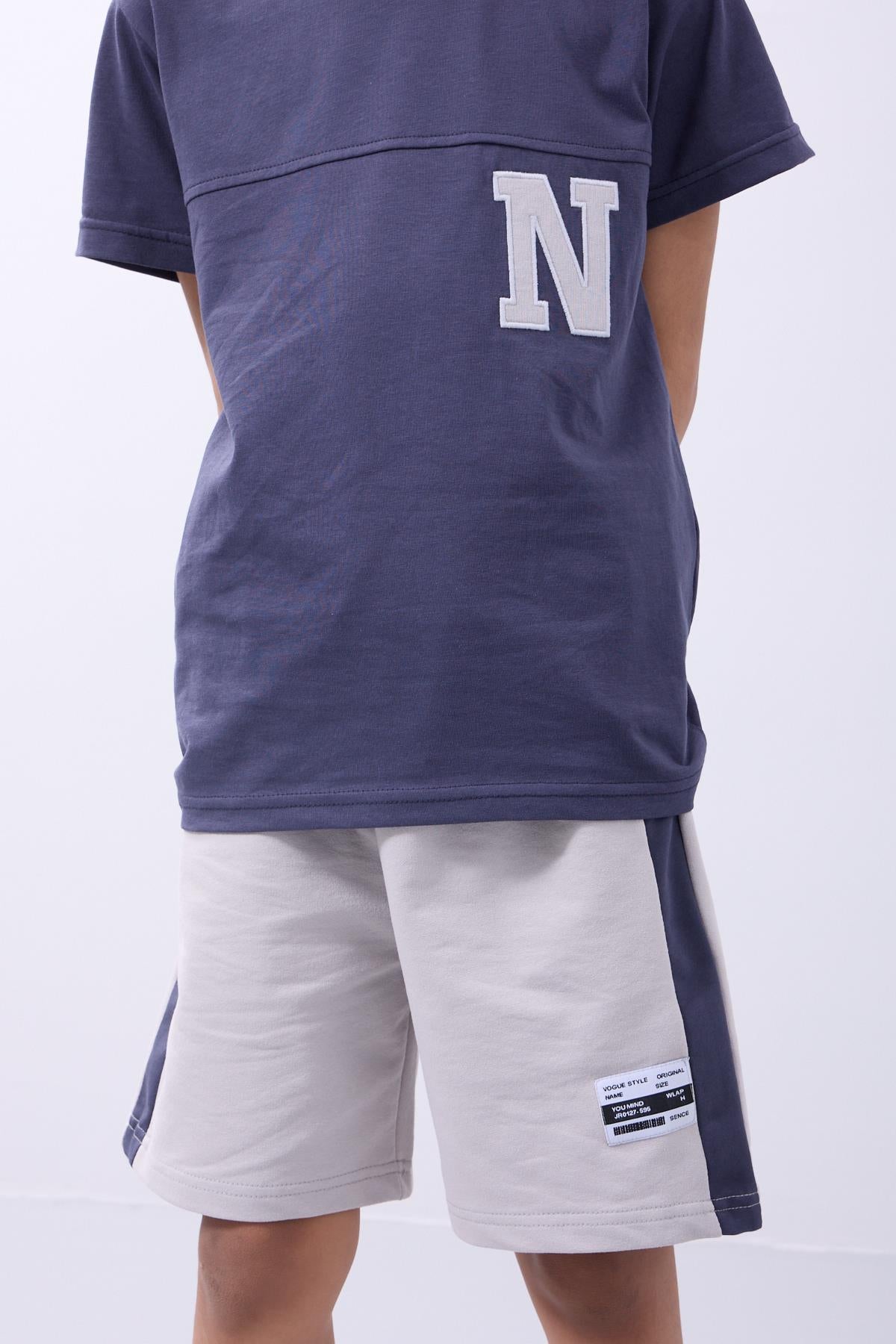 Erkek Çocuk Nakış Detaylı Kısa Kollu Şortlu Takım