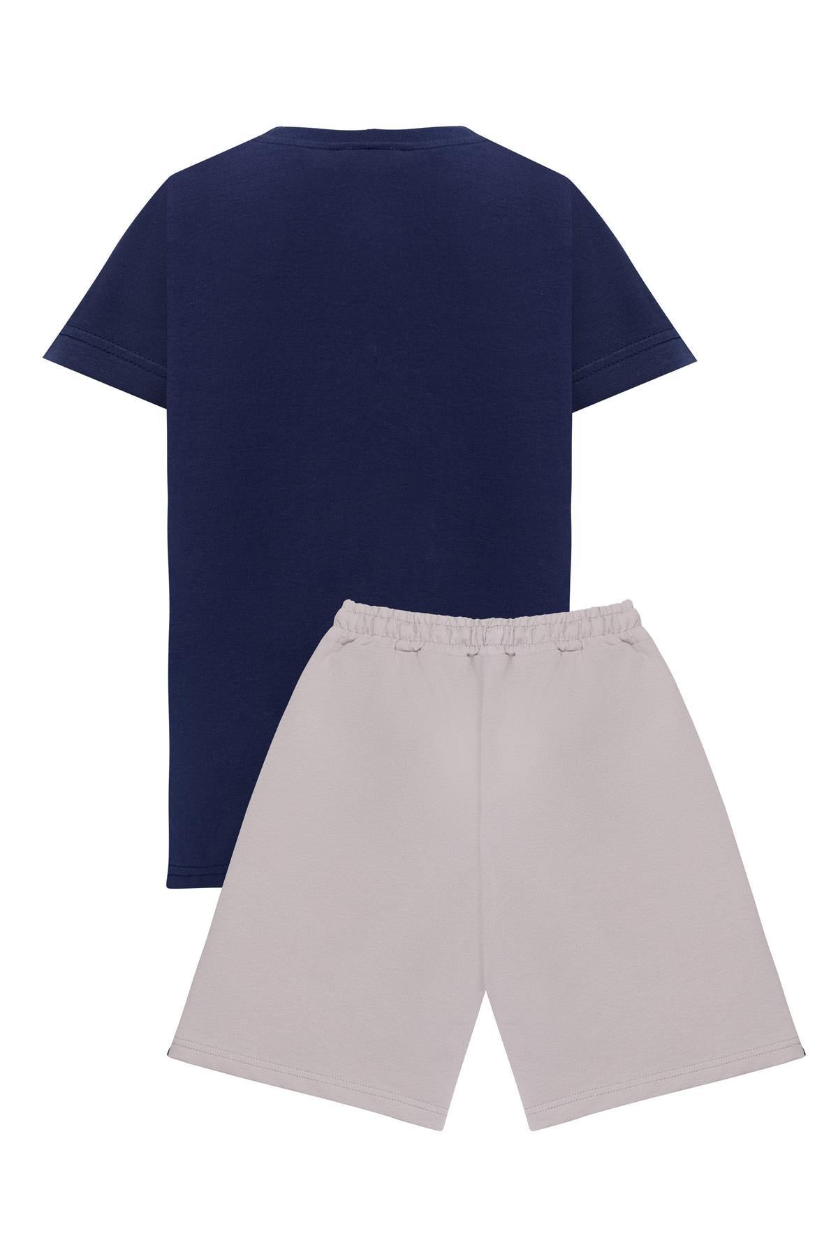 Erkek Çocuk Nakış Detaylı Kısa Kollu Şortlu Takım