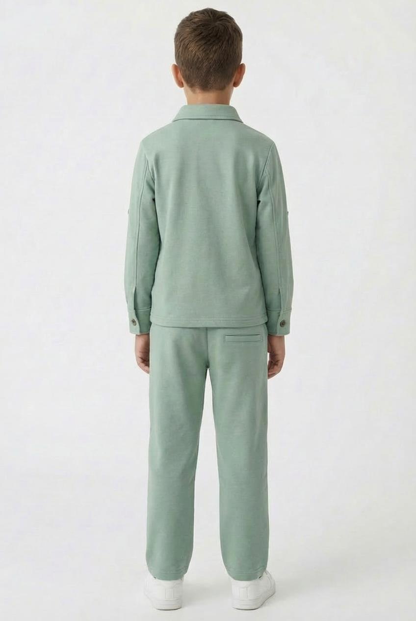Erkek Çocuk Örme Gömlek Yaka Boru Paça Alt Takım