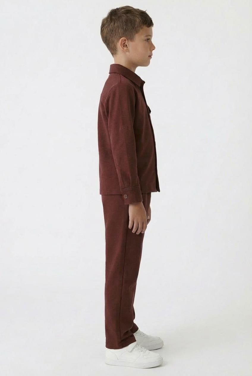 Erkek Çocuk Örme Gömlek Yaka Boru Paça Alt Takım