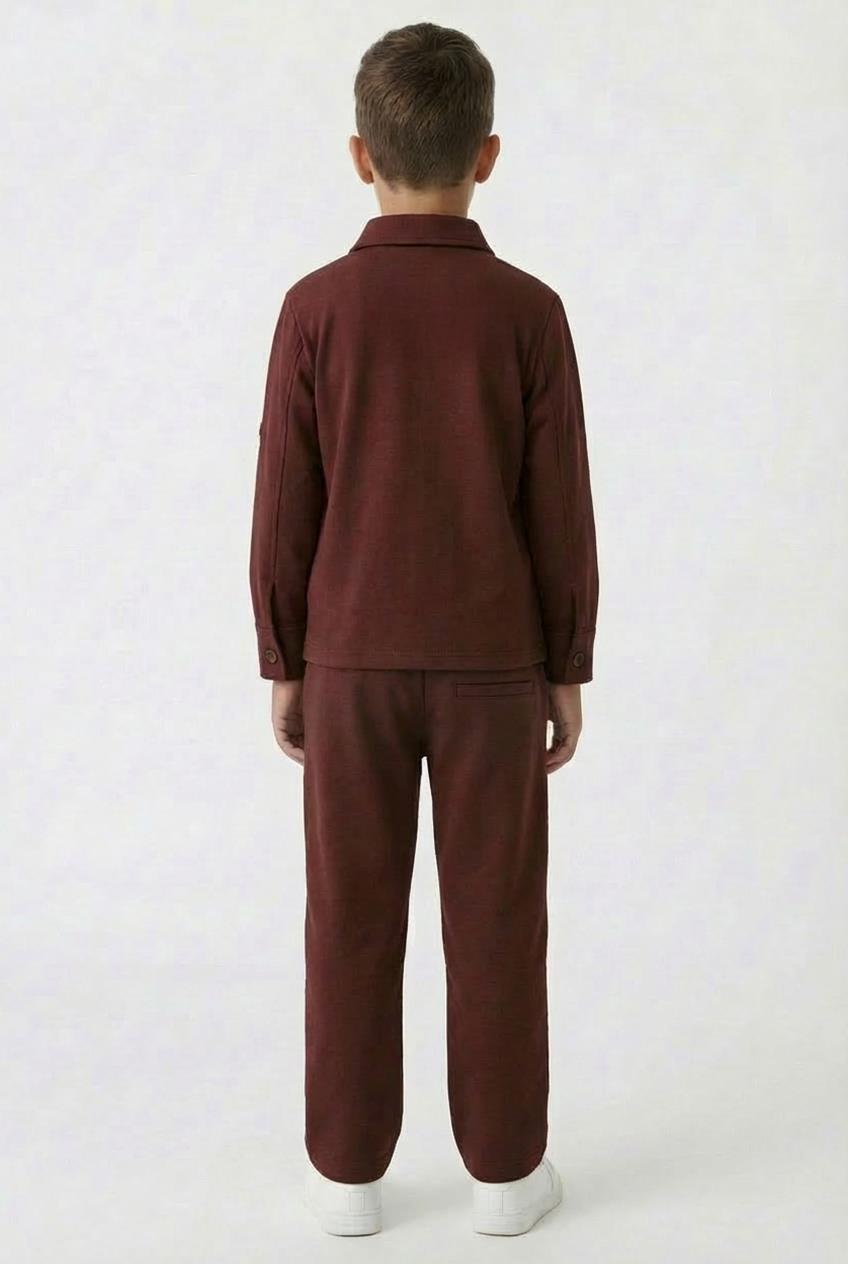 Erkek Çocuk Örme Gömlek Yaka Boru Paça Alt Takım