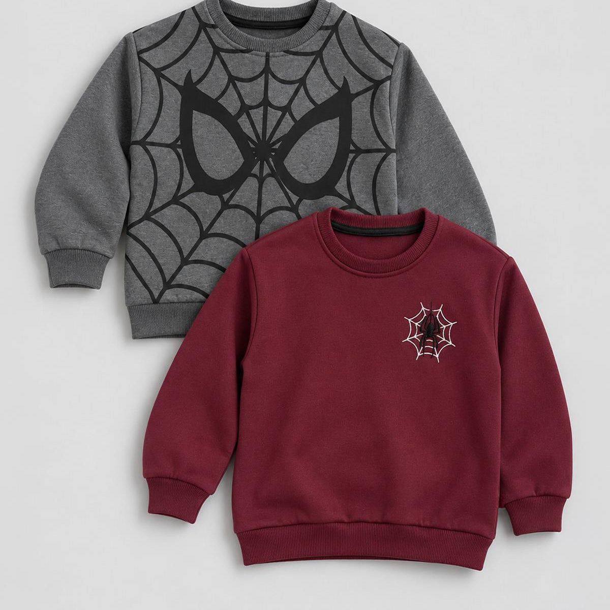 Erkek Çocuk Örümcek Nakış ve Baskı Detaylı 2'li Sweatshirt Seti
