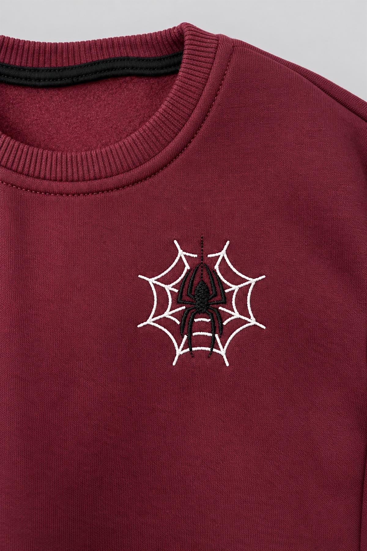 Erkek Çocuk Örümcek Nakış ve Baskı Detaylı 2'li Sweatshirt Seti