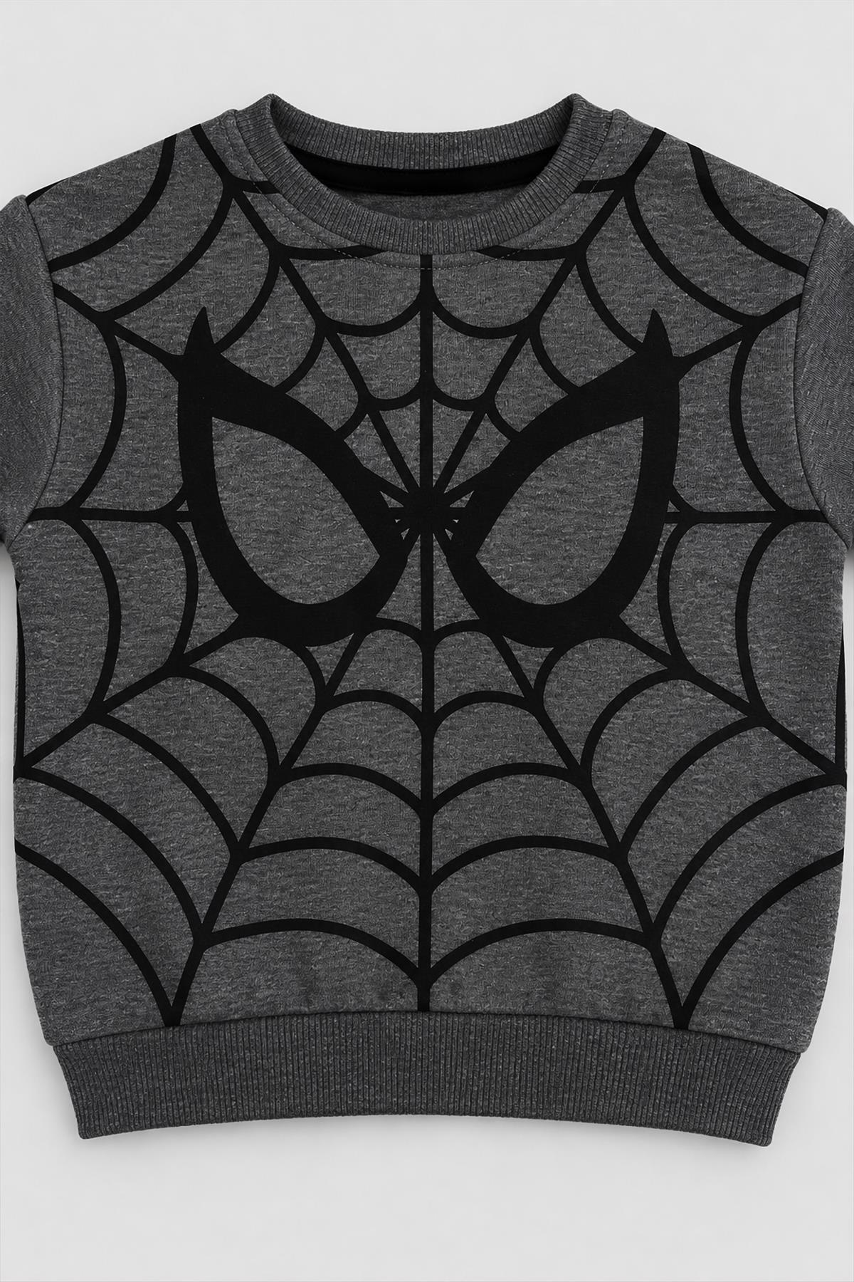 Erkek Çocuk Örümcek Nakış ve Baskı Detaylı 2'li Sweatshirt Seti