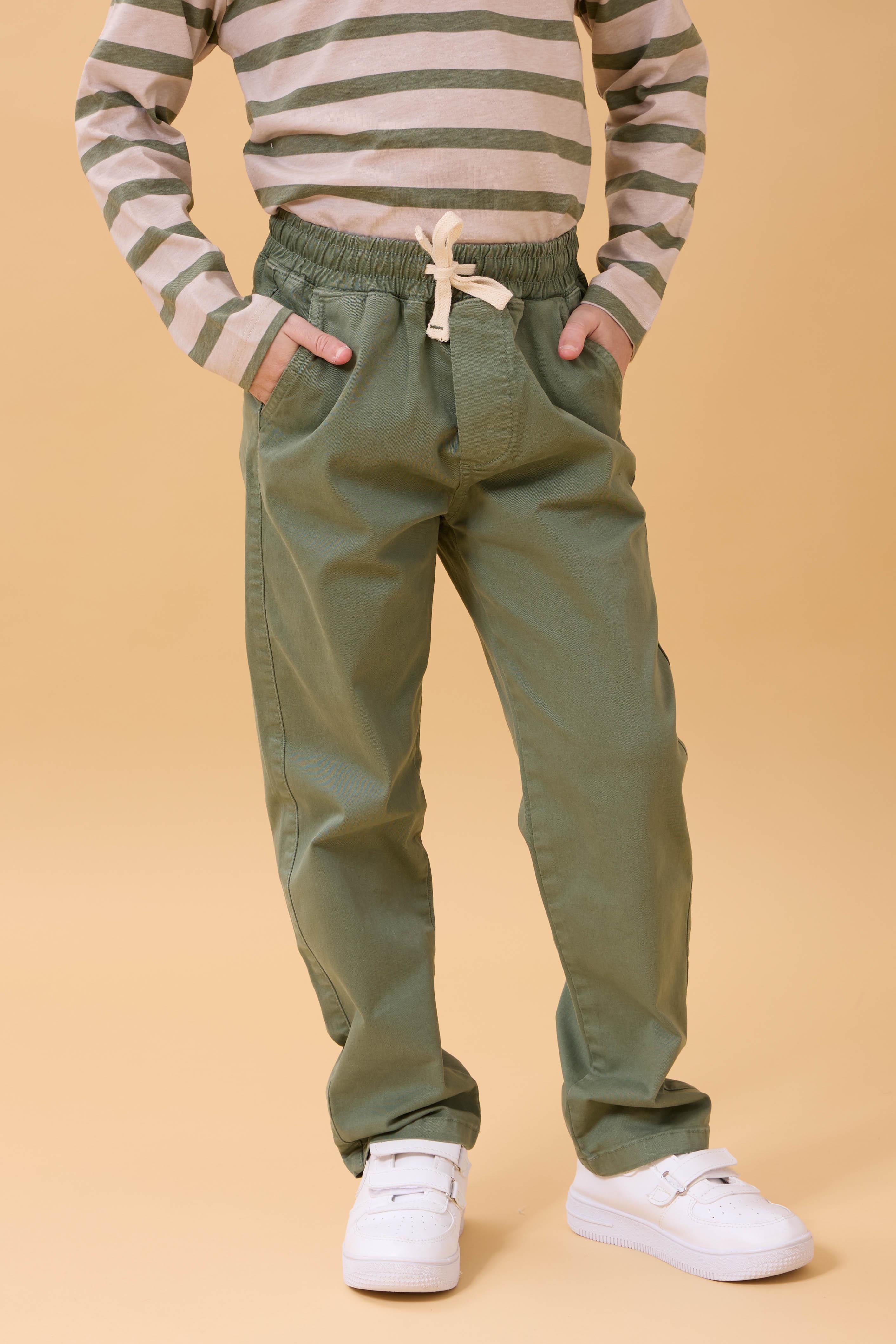 Erkek Çocuk Pamuklu Gabardin Jogger Pantolon Haki