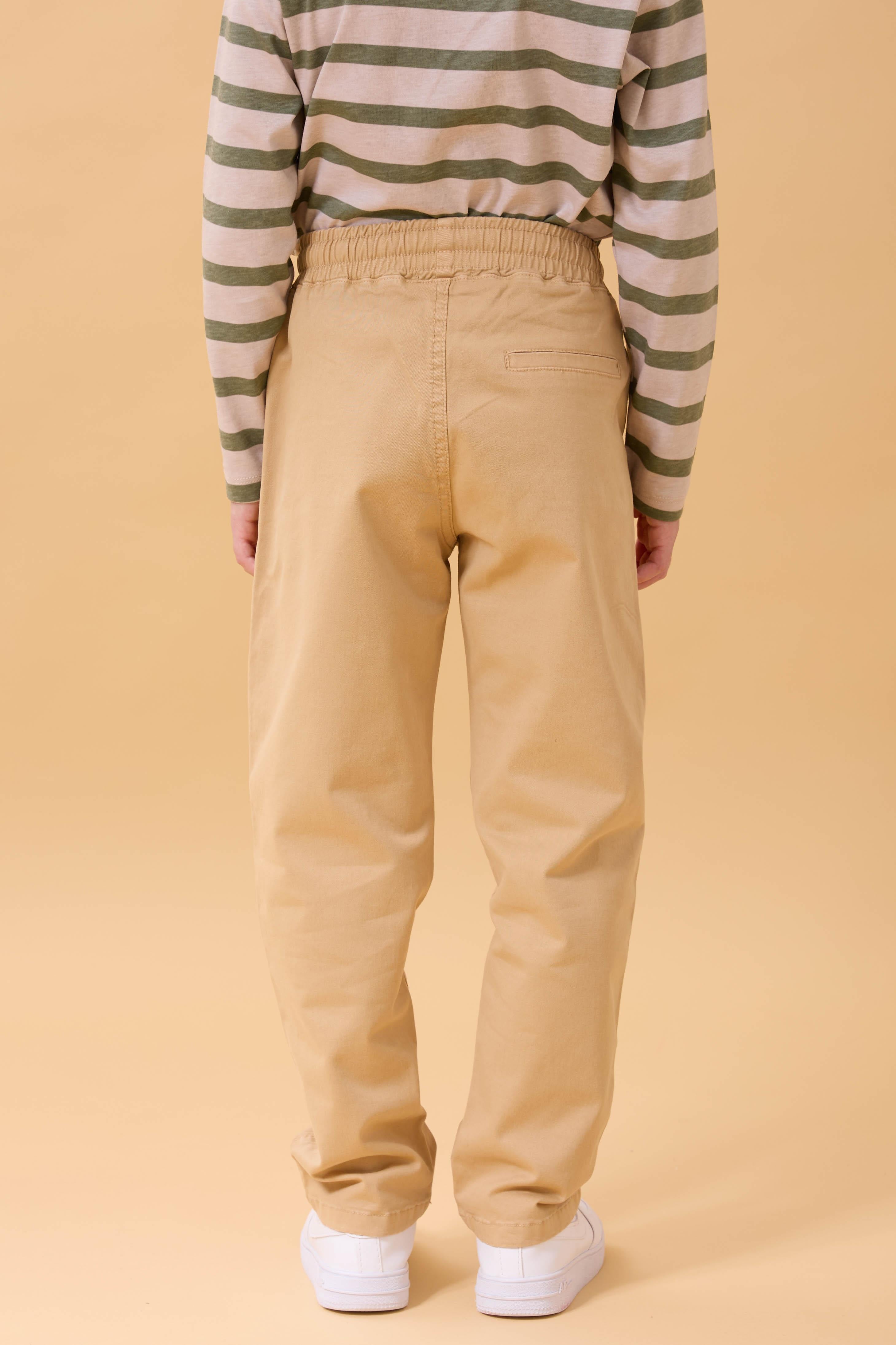 Erkek Çocuk Pamuklu Gabardin Jogger Pantolon Kahverengi