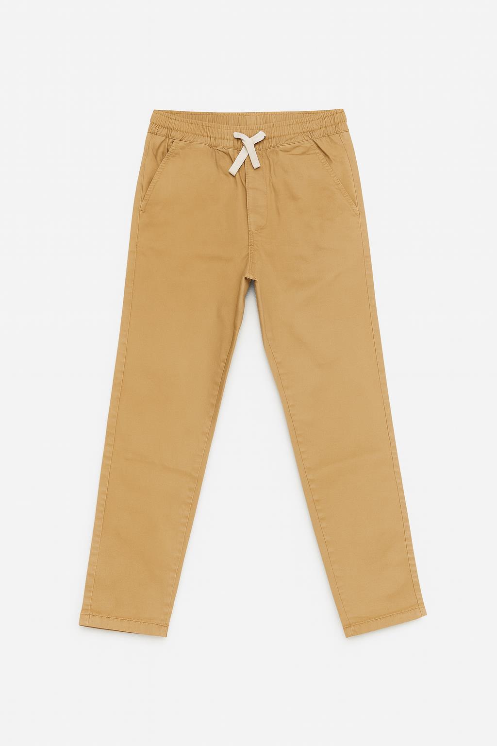 Erkek Çocuk Pamuklu Gabardin Jogger Pantolon Kahverengi